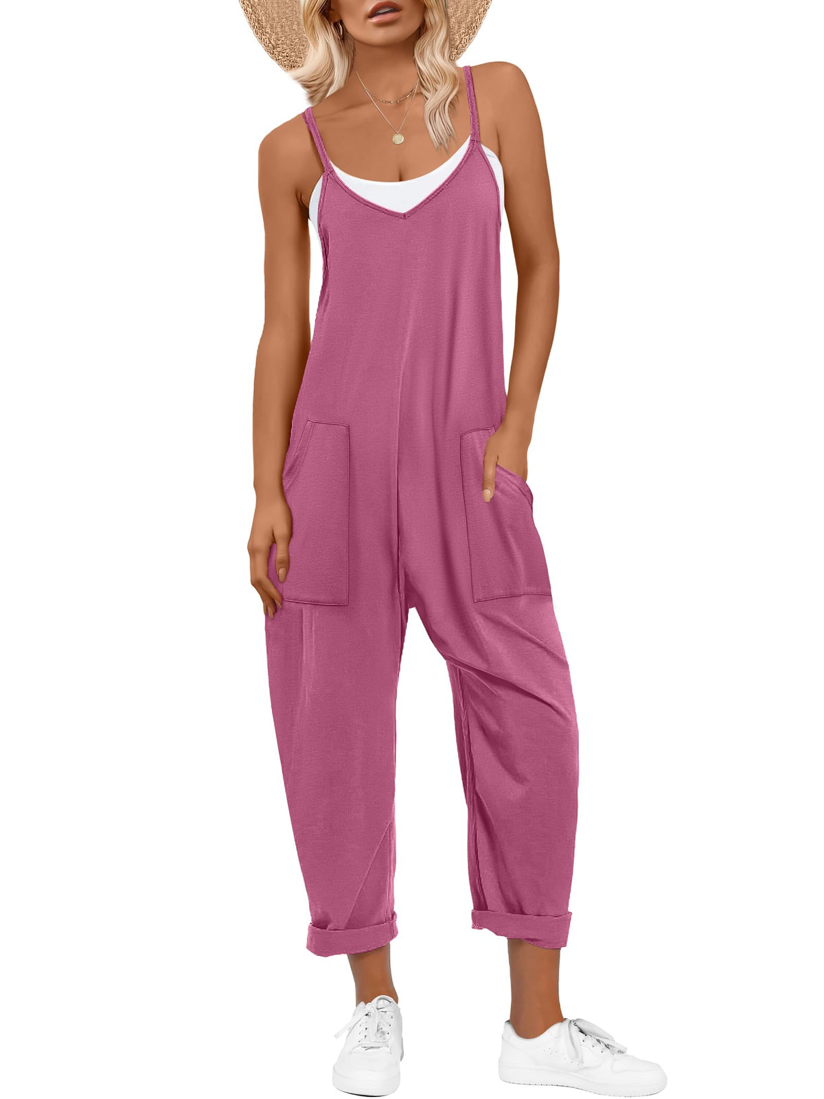 ANRABESS Jumpsuits for Women Summer Casual Sleeveless Overalls