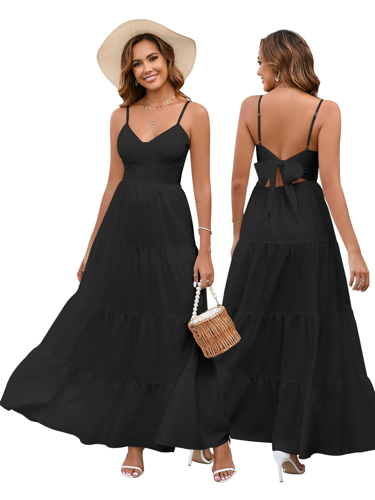 HTZMO Women Summer Floral Maxi Sundress Boho Beach Long Dress