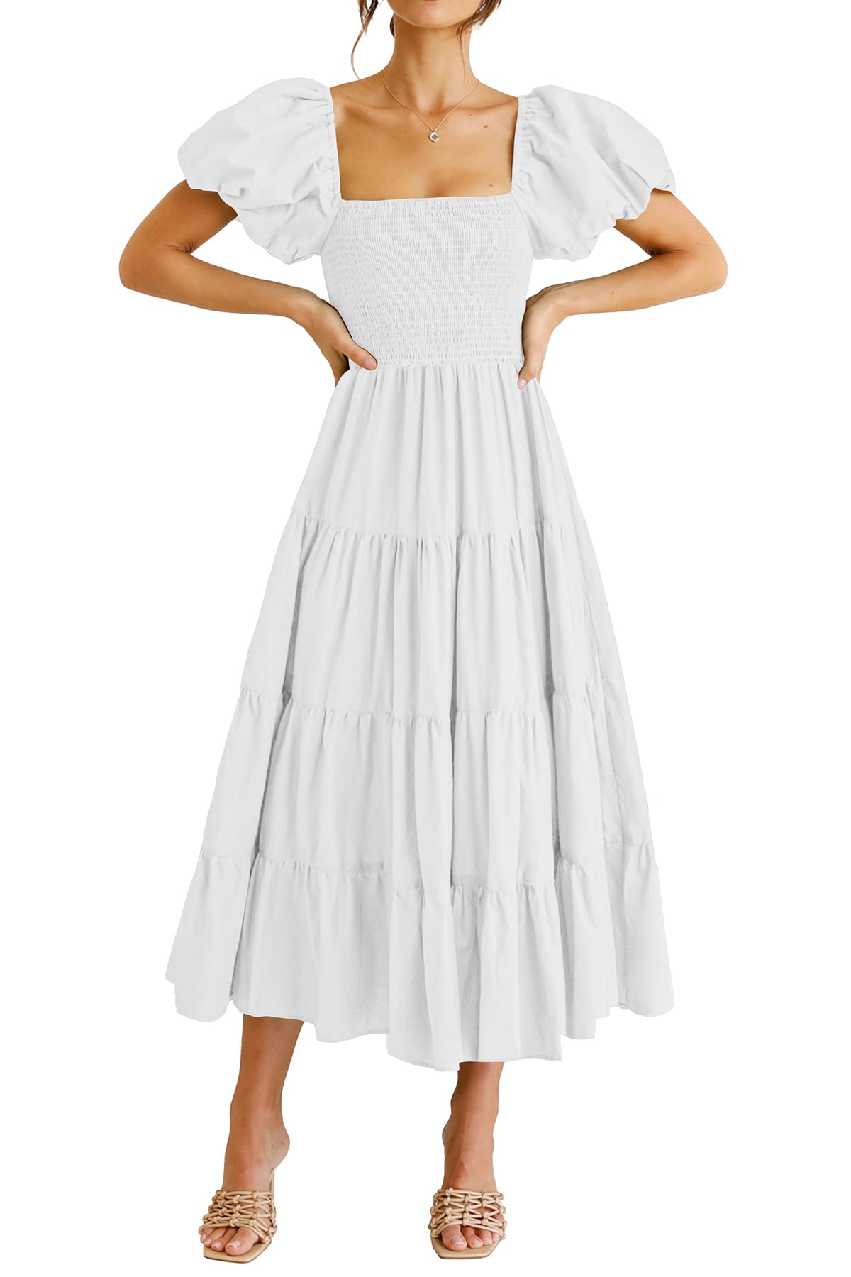 PRETTYGARDEN Women's Smocked Midi Wedding Guest Dress