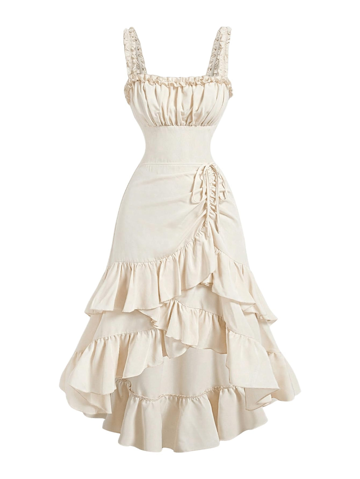 SOLY HUX Women's Layered Ruffle Hem Ruched Asymmetrical Long Dress