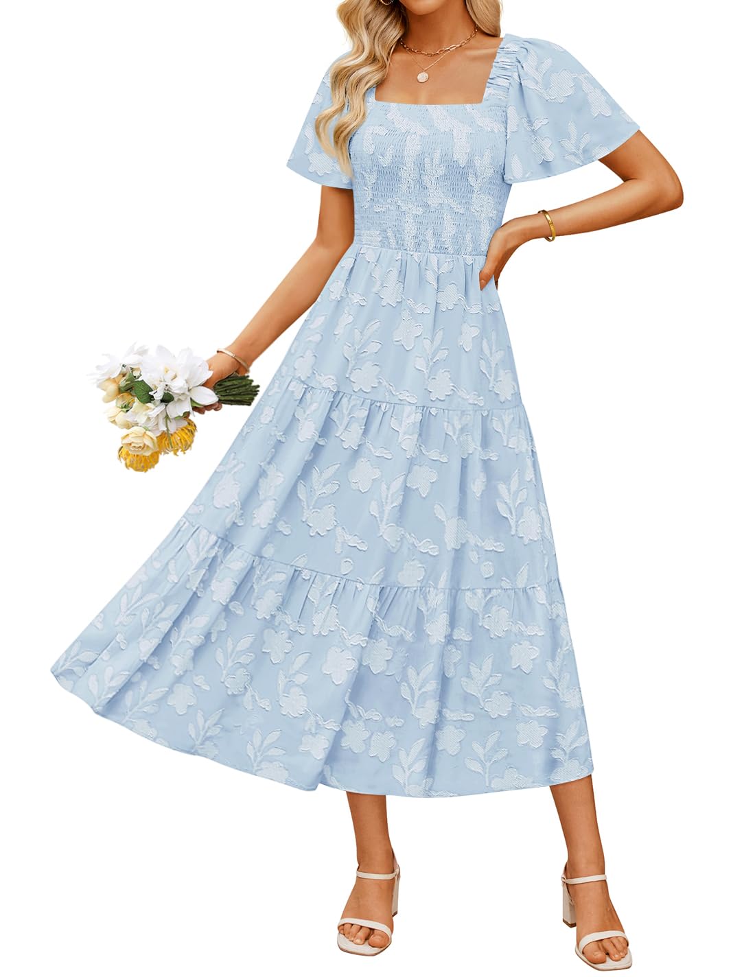 ZESICA Womens 2026 Summer Boho Wedding Guest Midi Dresses