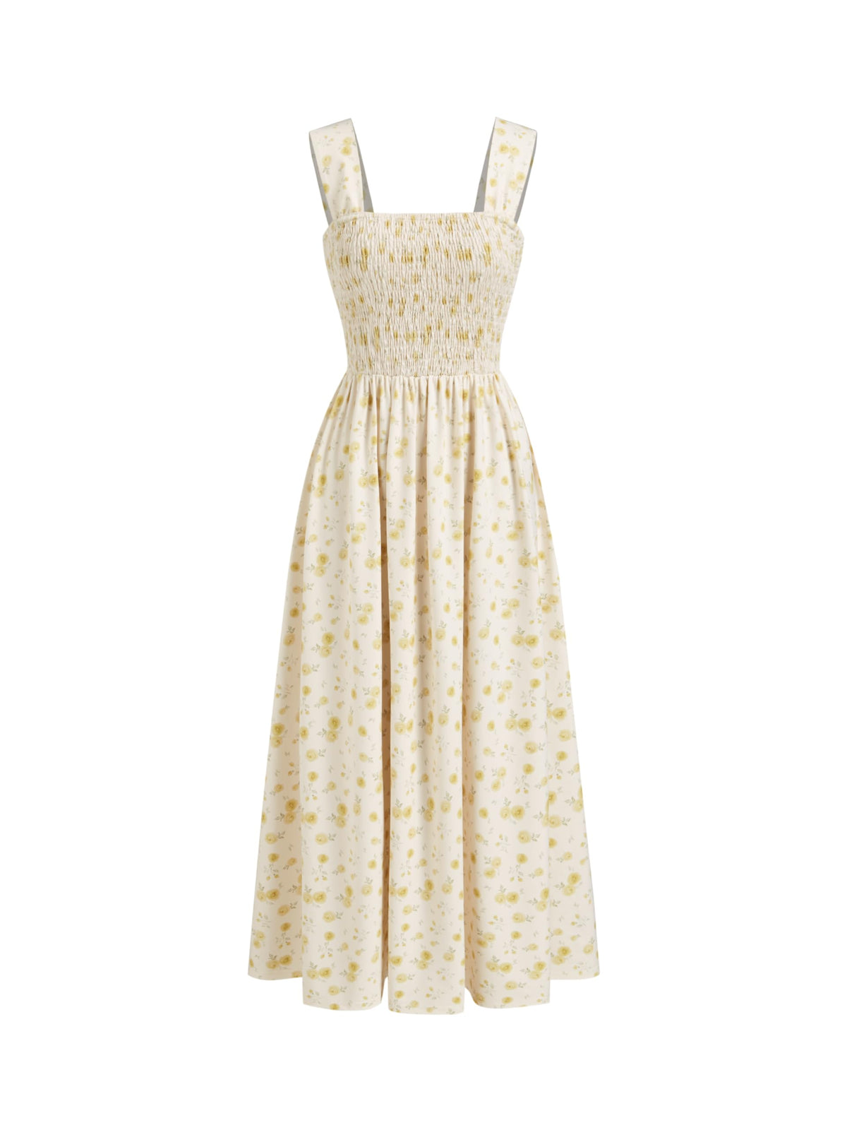 CIDER Womens Floral Smocked Dresses Square Neck Long Midi Sundress