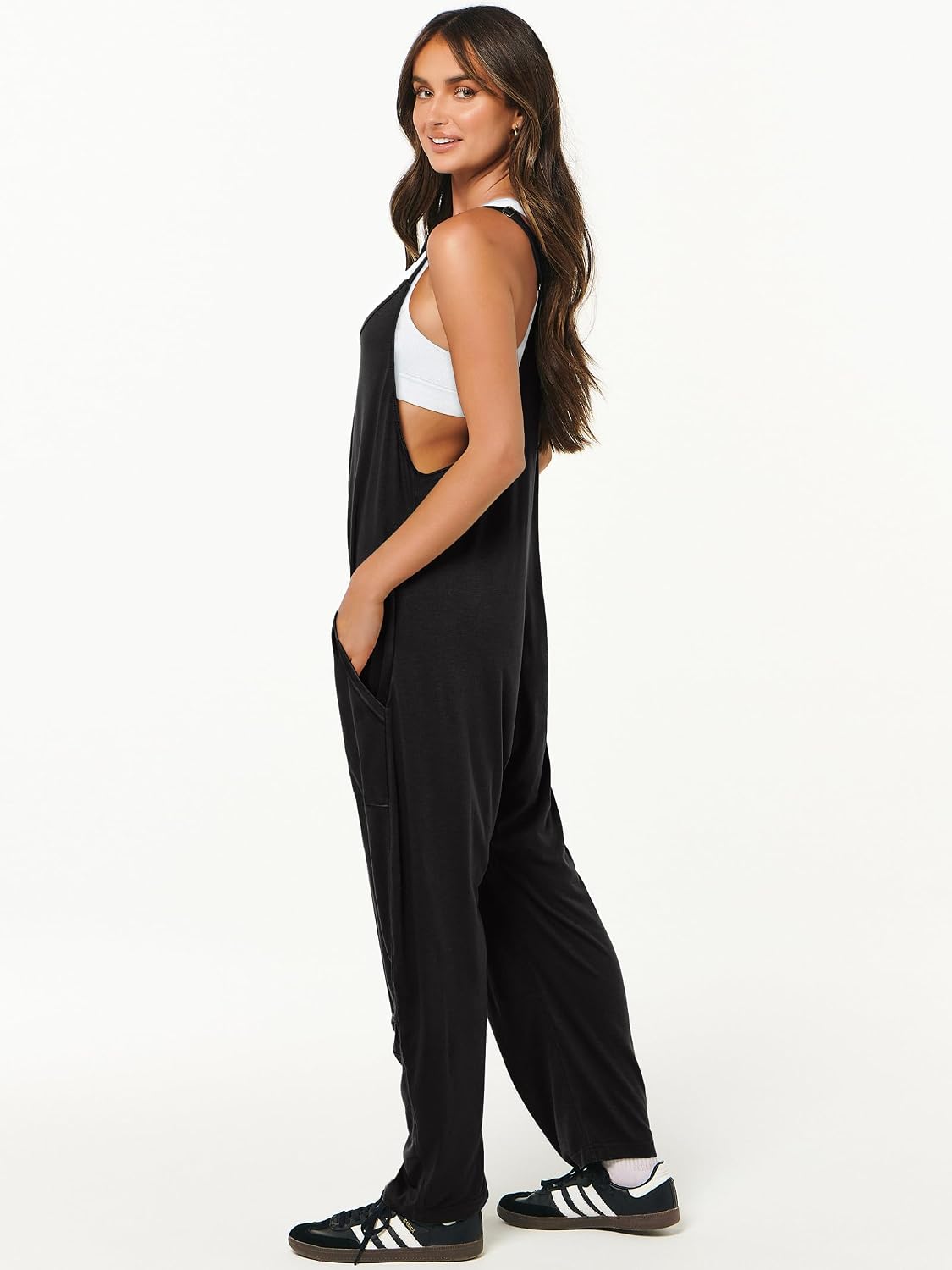 ANRABESS Jumpsuits for Women Summer Casual Sleeveless Overalls
