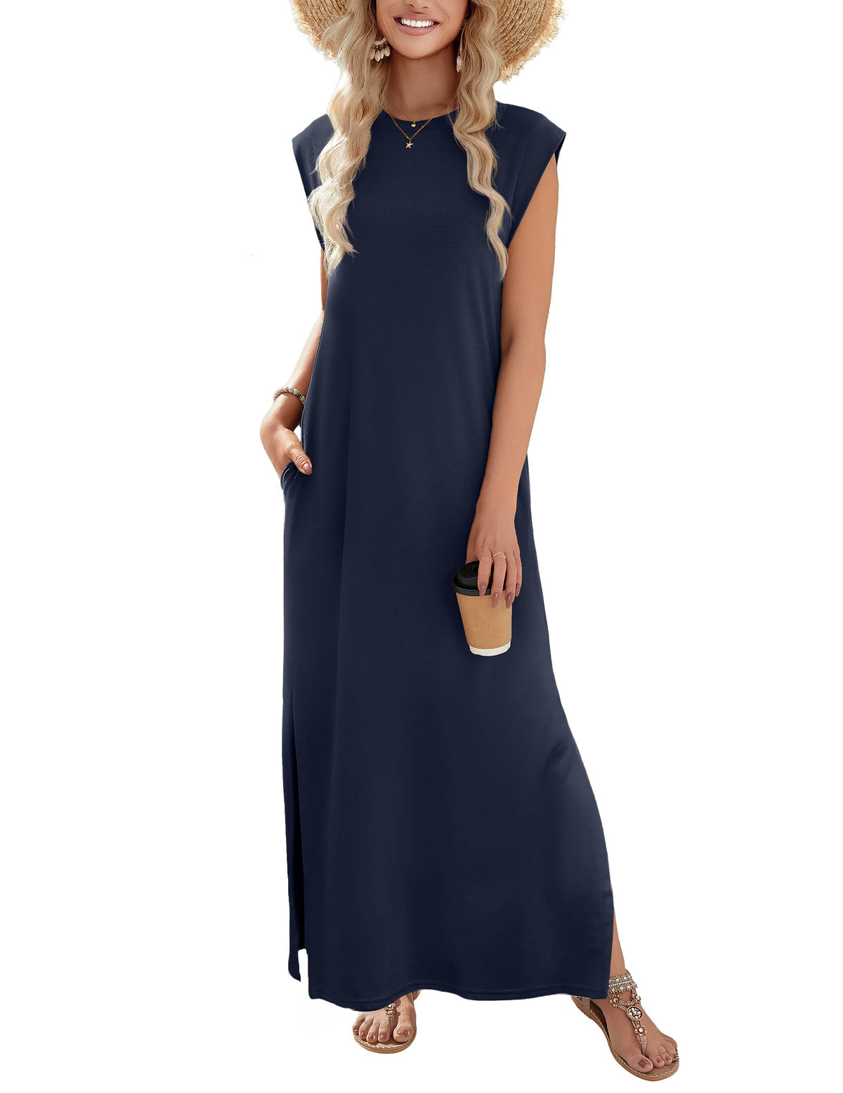 Zeagoo Summer Dresses for Women 2026 Long Maxi Sundresses Loose Split Wrinkle-Free Beach Travel Vacation Clothes