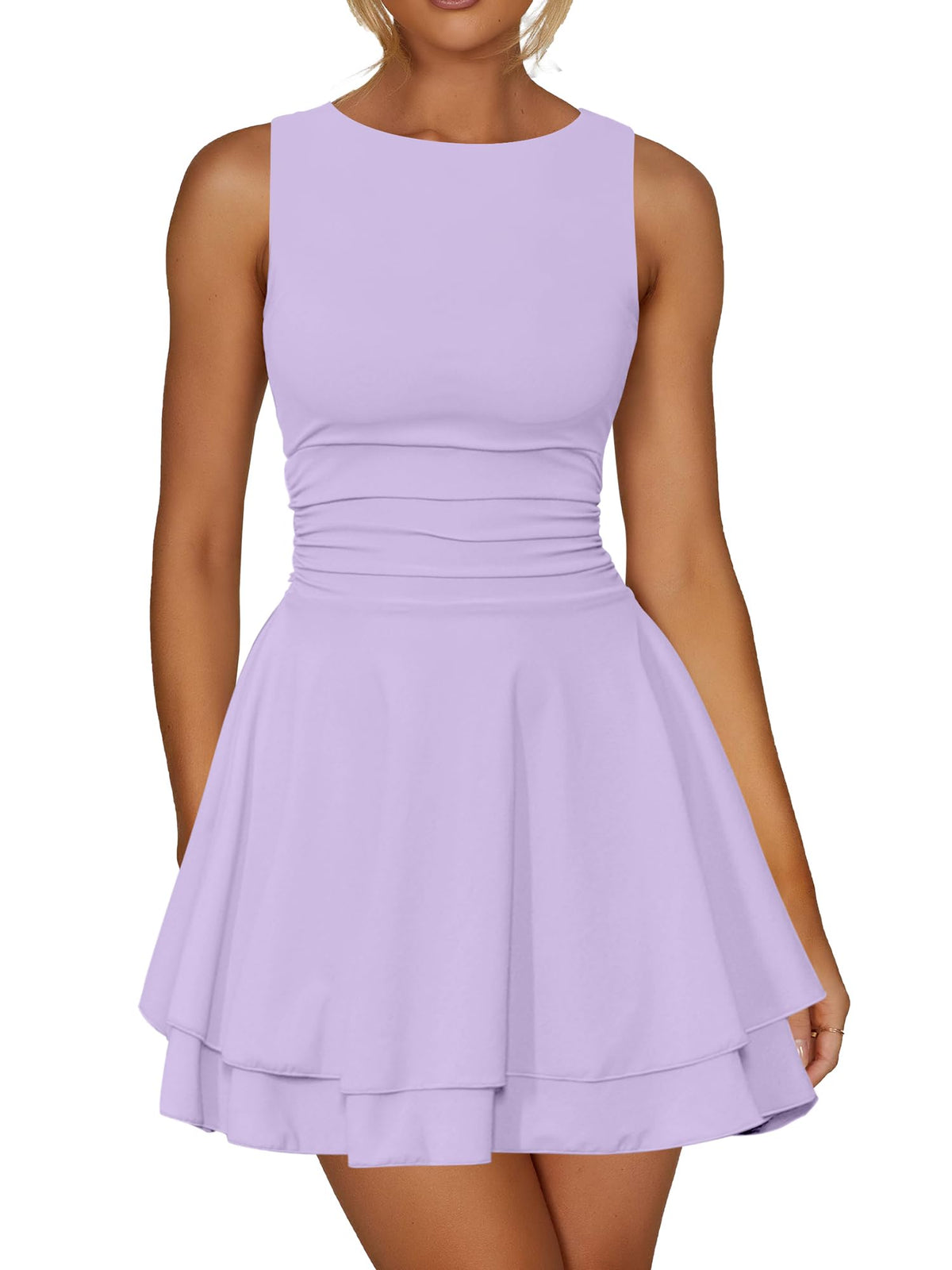 Kaximil Women's Ruffle Hem Boat Neck Party Mini Dress