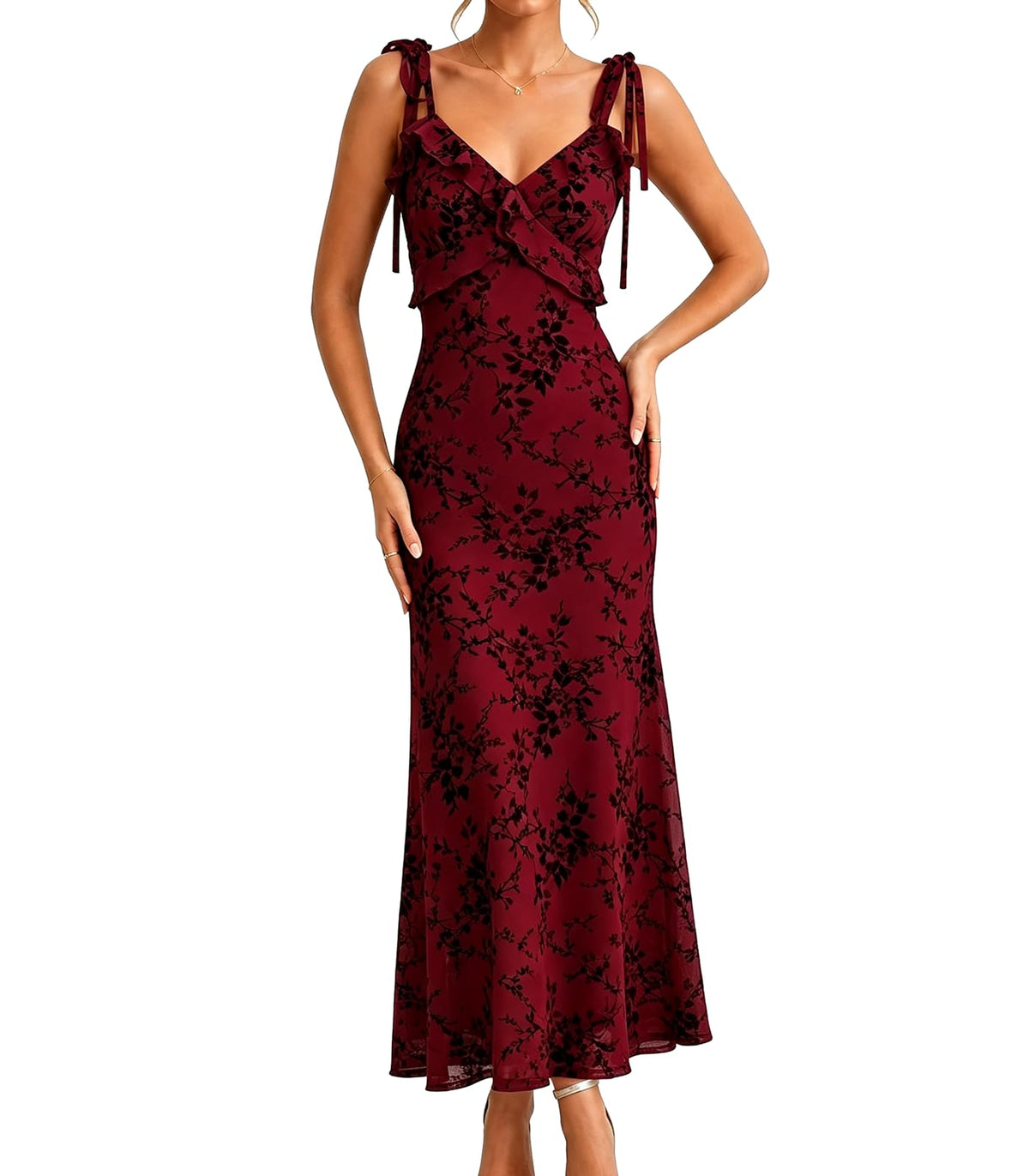 RIHOAS Boho Midi Floral Dress - Elegant Flowy Sundress | Formal-Inspired Outfit for Wedding Guest | Spring Summer Party Dress