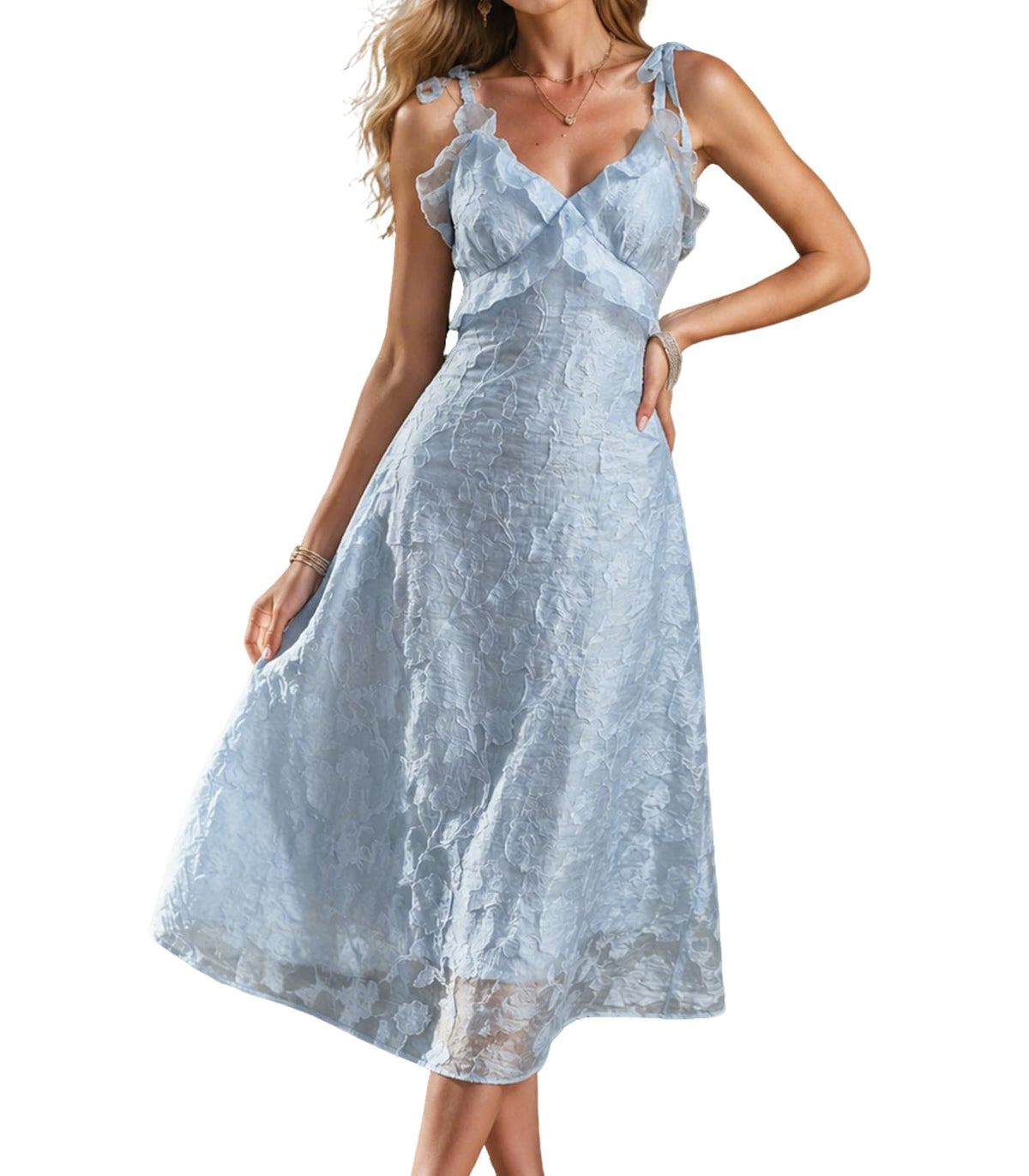 RIHOAS Boho Midi Floral Dress - Elegant Flowy Sundress | Formal-Inspired Outfit for Wedding Guest | Spring Summer Party Dress