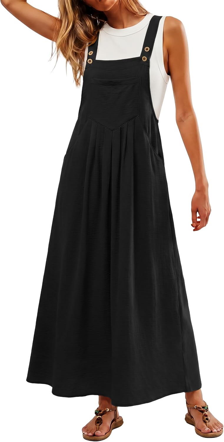 Lepunuo Summer Dresses Women Bib Overall Dresses Adjustable Beach
