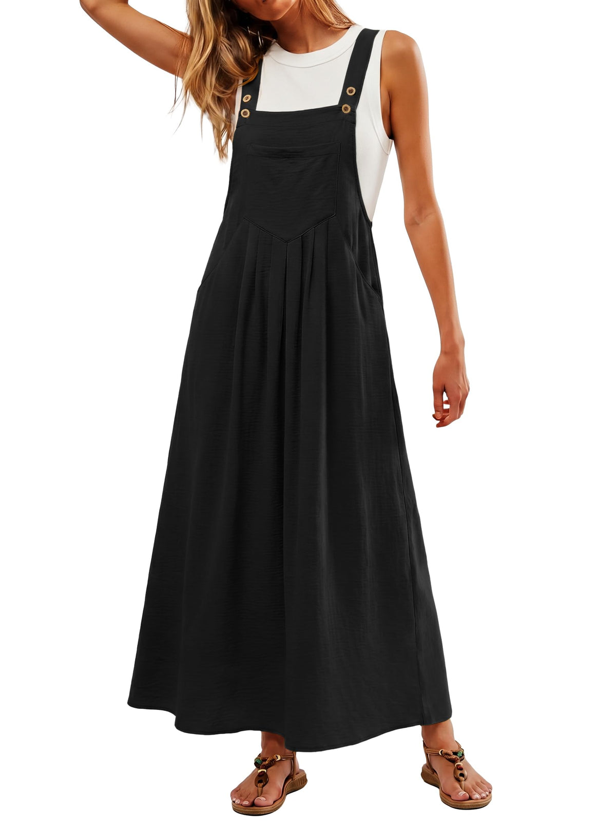 Lepunuo Summer Dresses Women Bib Overall Dresses Adjustable Beach