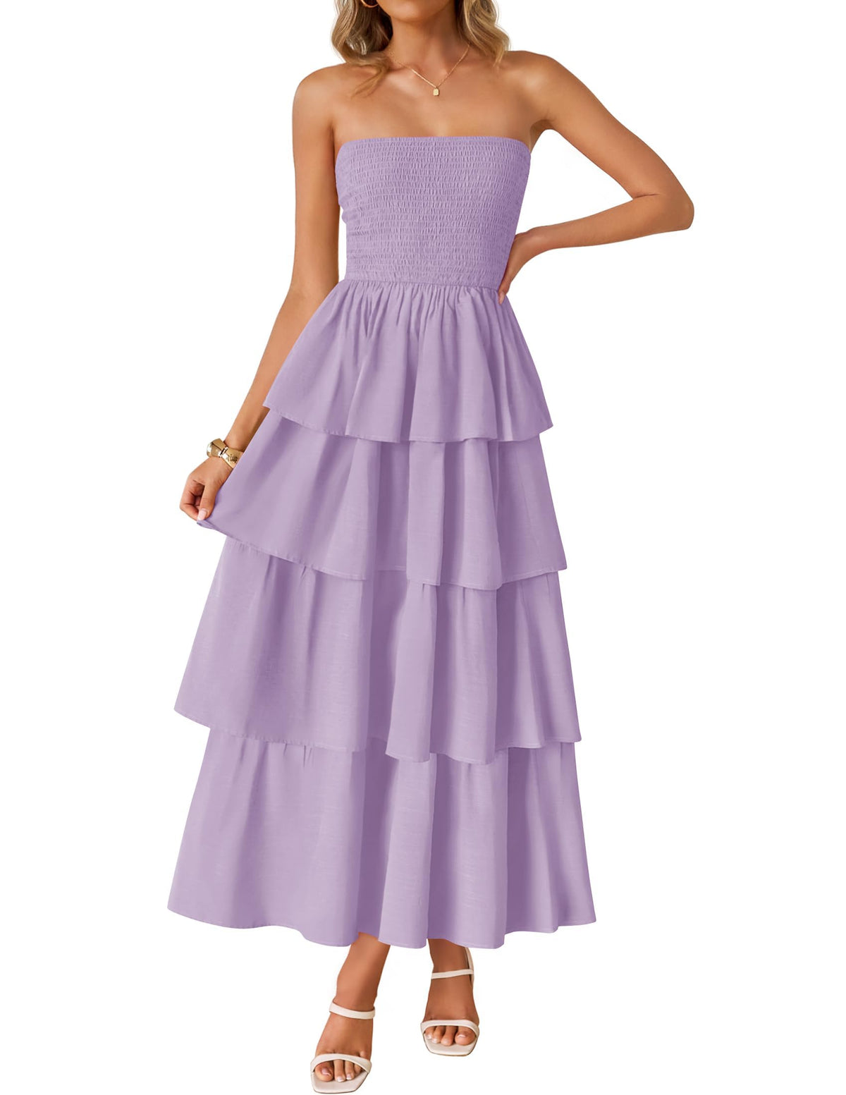 ZESICA Womens 2026 Summer Boho Strapless Maxi Dresses