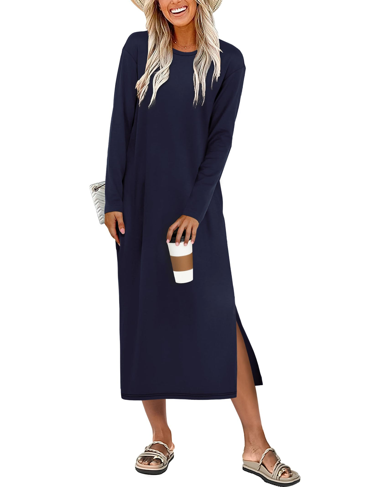 ANRABESS Long Sleeve Midi Dresses for Women