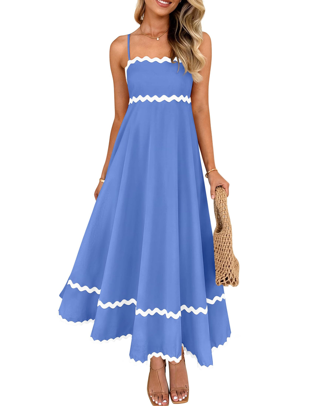 ZESICA Women's 2026 Summer Spaghetti Straps Midi Dress