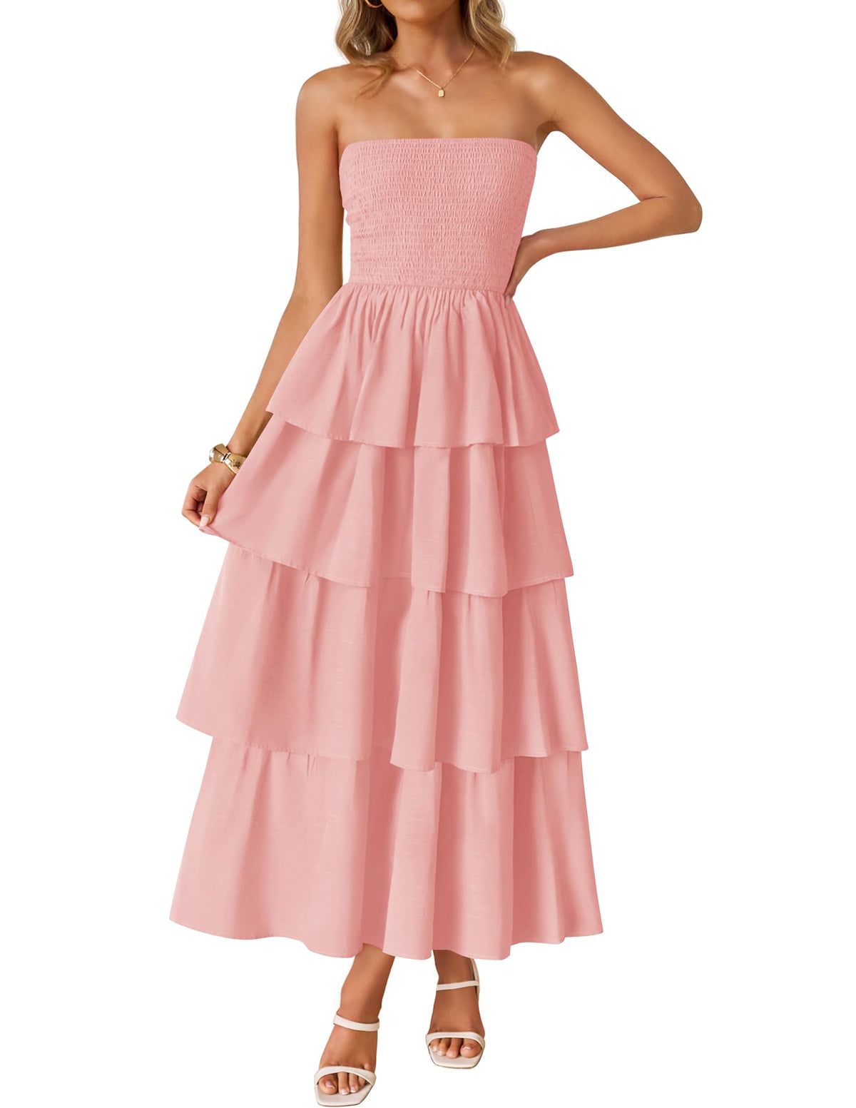 ZESICA Womens 2026 Summer Boho Strapless Maxi Dresses
