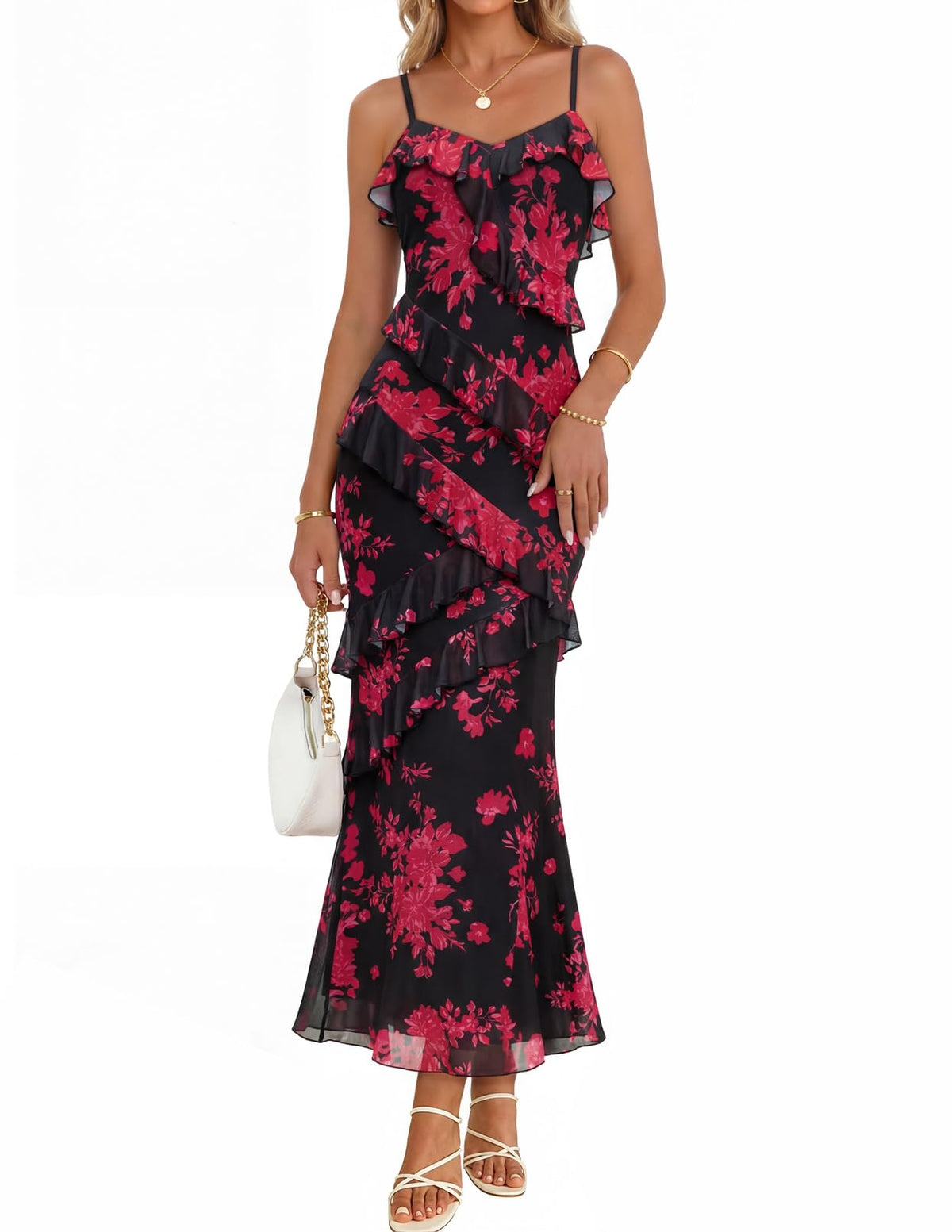 MEROKEETY Summer Floral Wedding Guest Maxi Dress Women 2026 Formal Cocktail