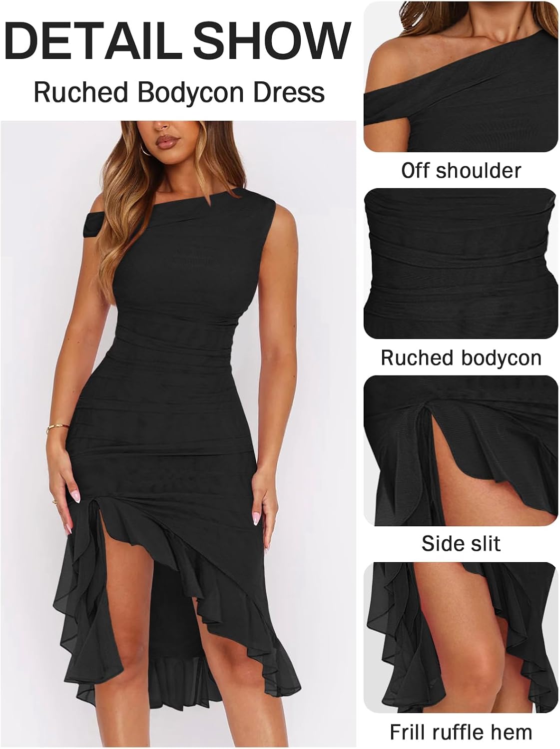 MIYIEONZ One Shoulder Dresses for Women Summer Wedding Guest Dress