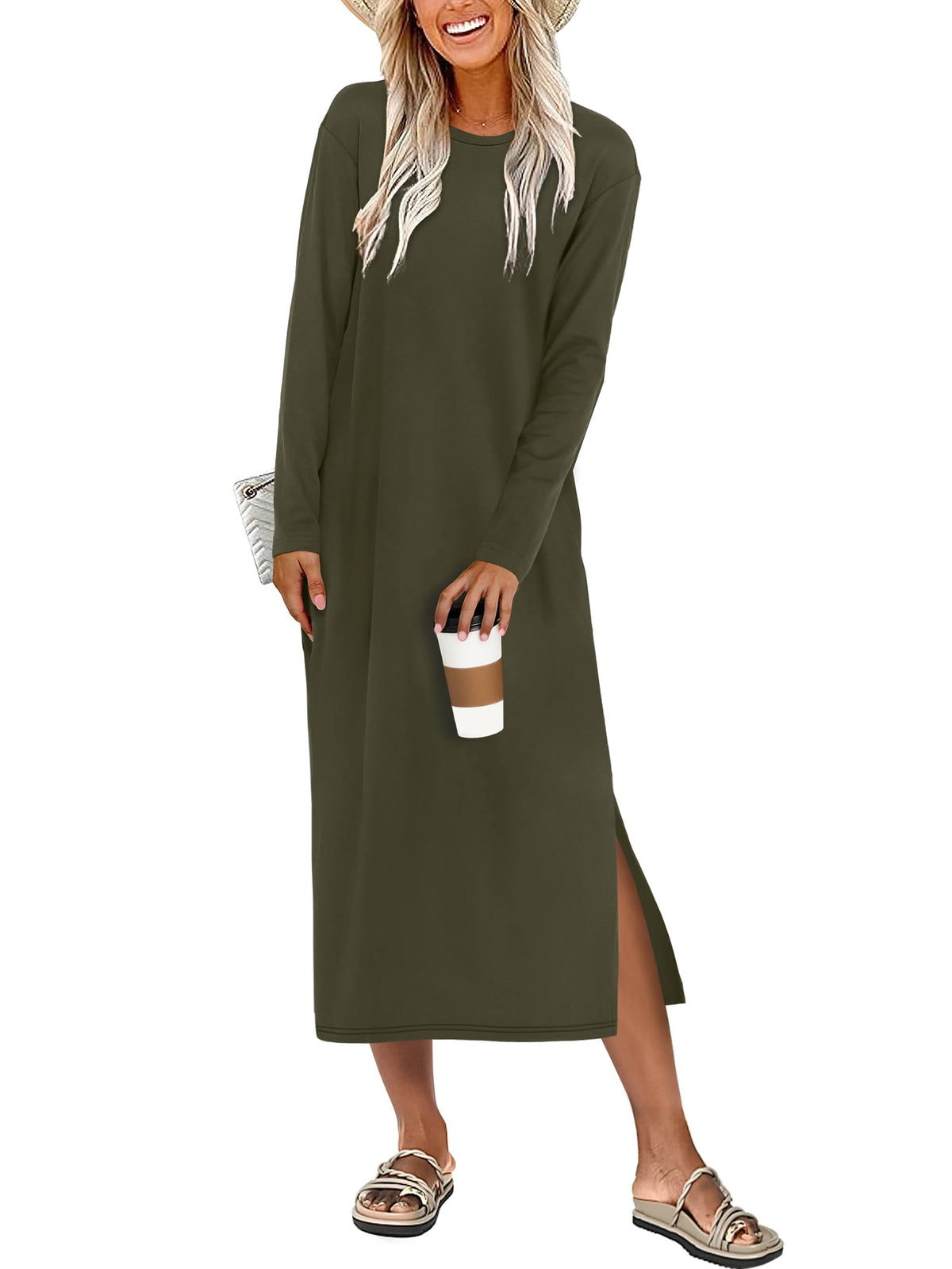 ANRABESS Long Sleeve Midi Dresses for Women