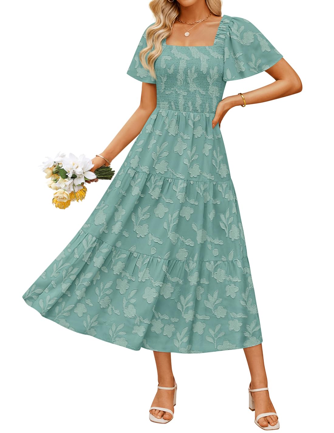 ZESICA Womens 2026 Summer Boho Wedding Guest Midi Dresses