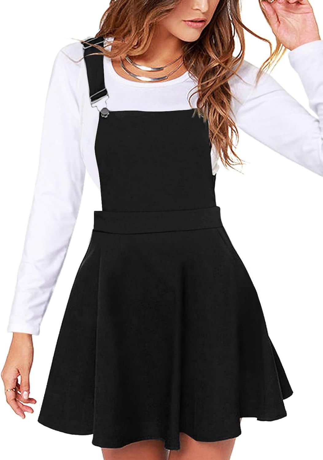 YOINS Overall Pinafore Dress for Women Pleated Mini Cute Suspender Skirt
