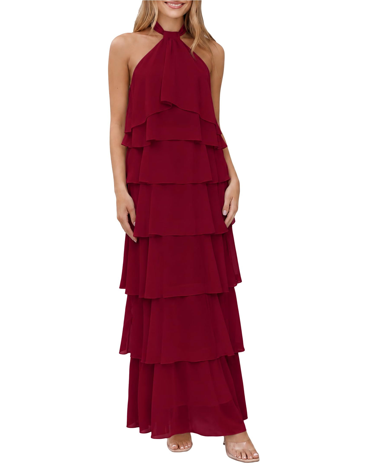 HOCILLE Women's Summer Boho Wedding Guest Long Formal Flowy Dresses
