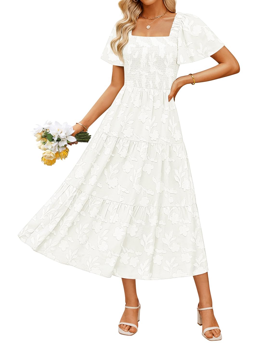 ZESICA Womens 2026 Summer Boho Wedding Guest Midi Dresses