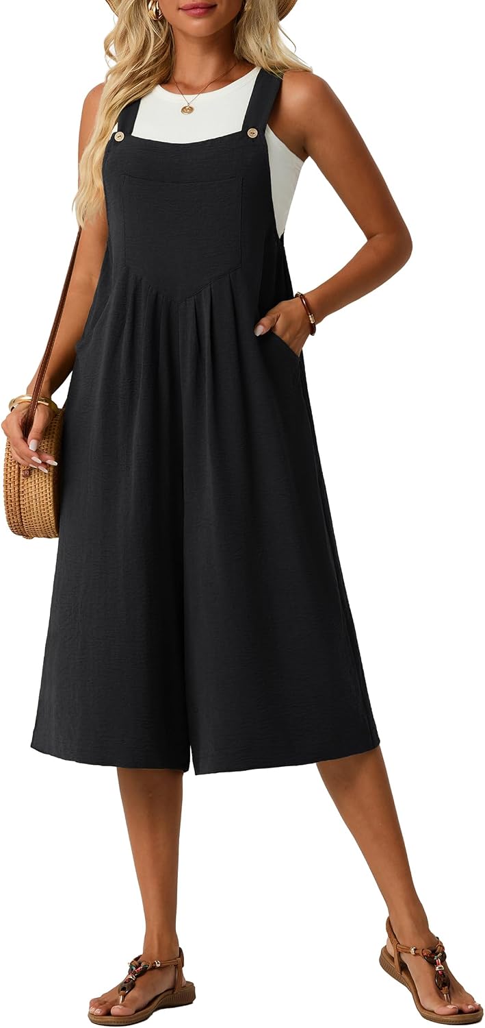 Lepunuo Womens Summer Capri Wide Leg Pants Rompers Boho Loose Fit