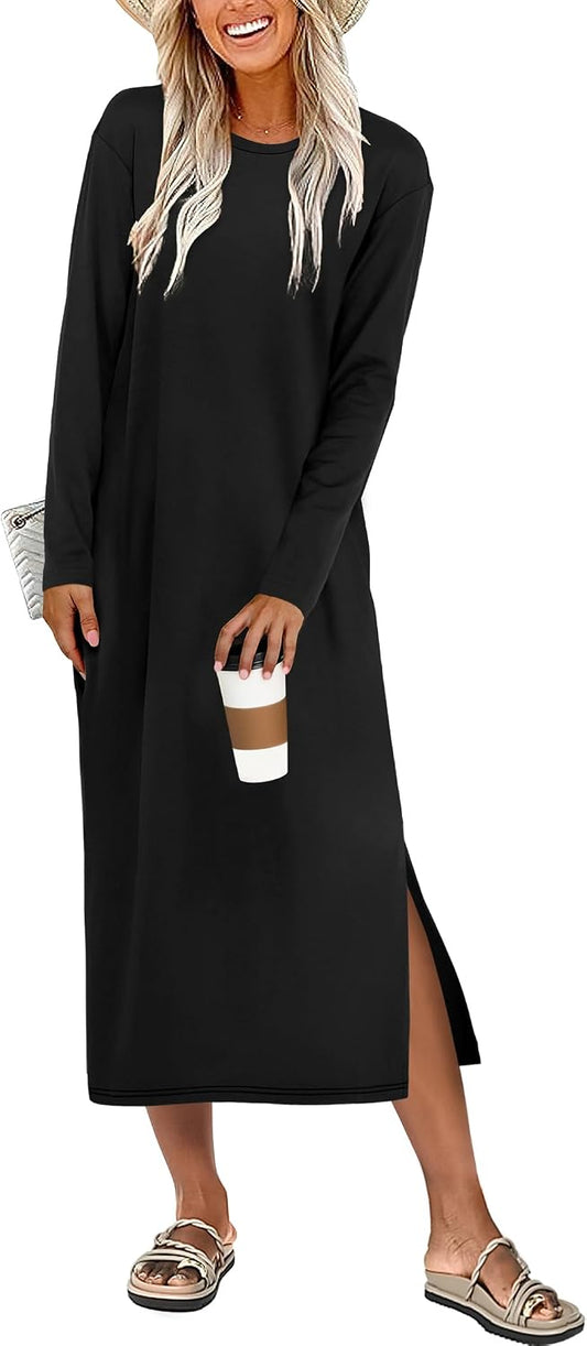 ANRABESS Long Sleeve Midi Dresses for Women