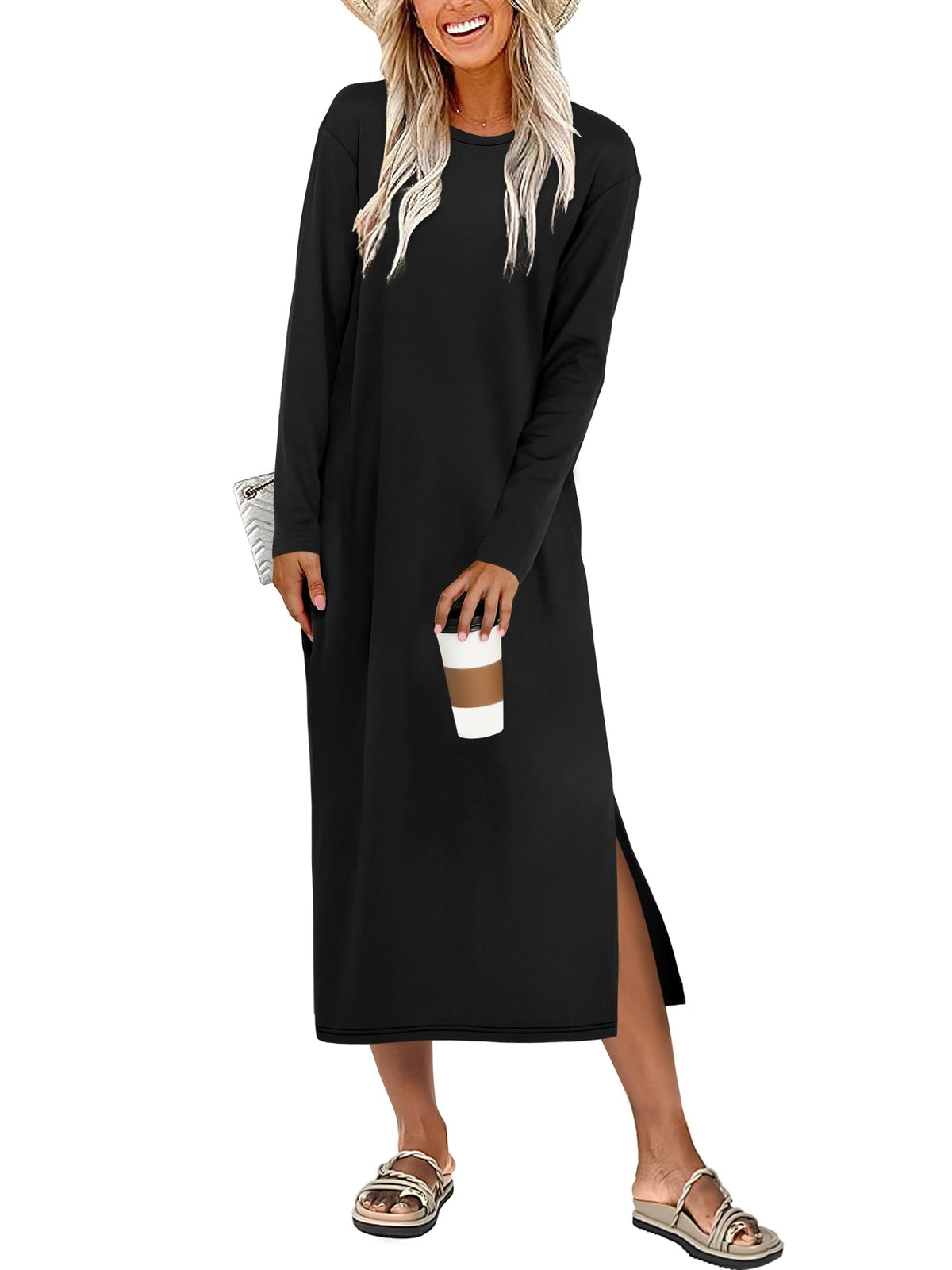 ANRABESS Long Sleeve Midi Dresses for Women