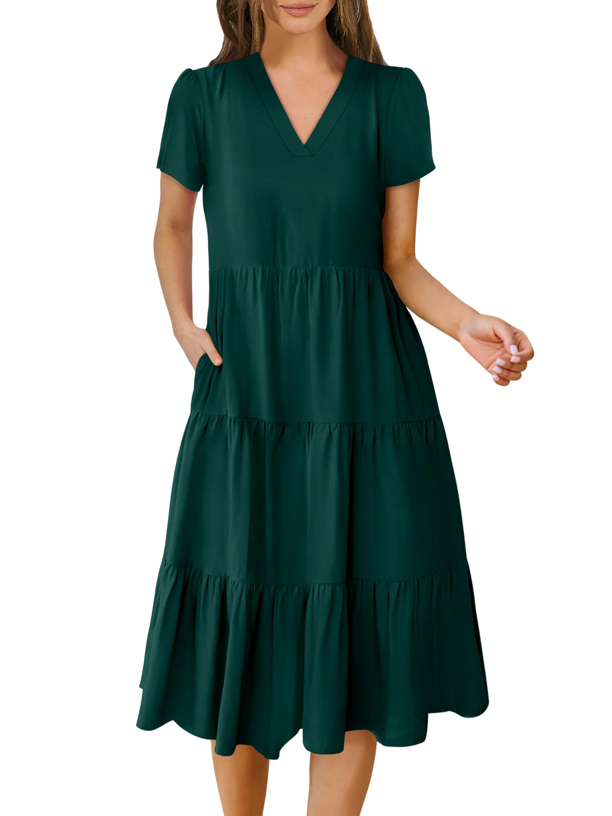 ANRABESS Womens Summer Casual Dresses Short Sleeve Boho Midi Dress