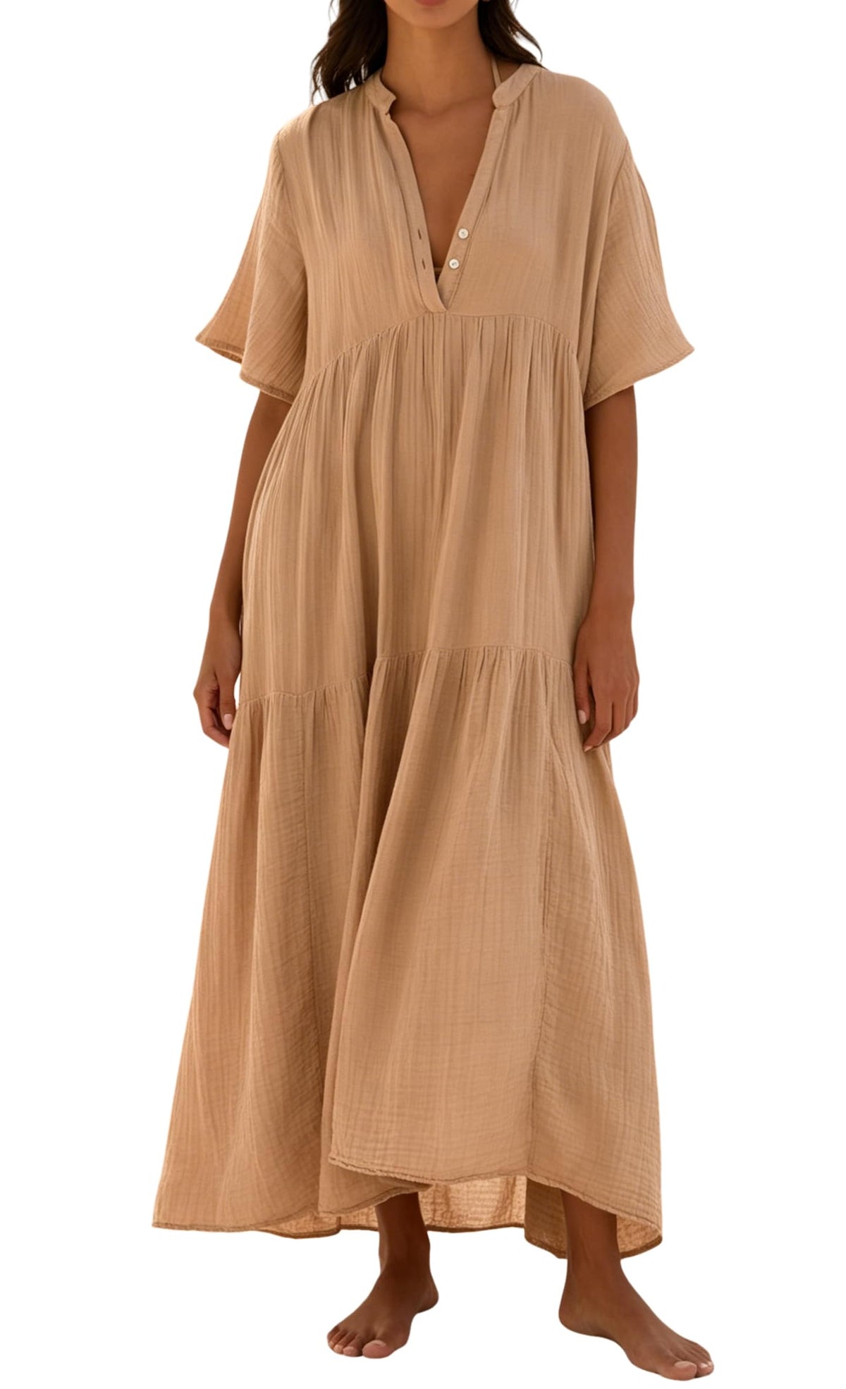 R.Vivimos Womens Summer Cotton Casual Flowy Maxi Dress