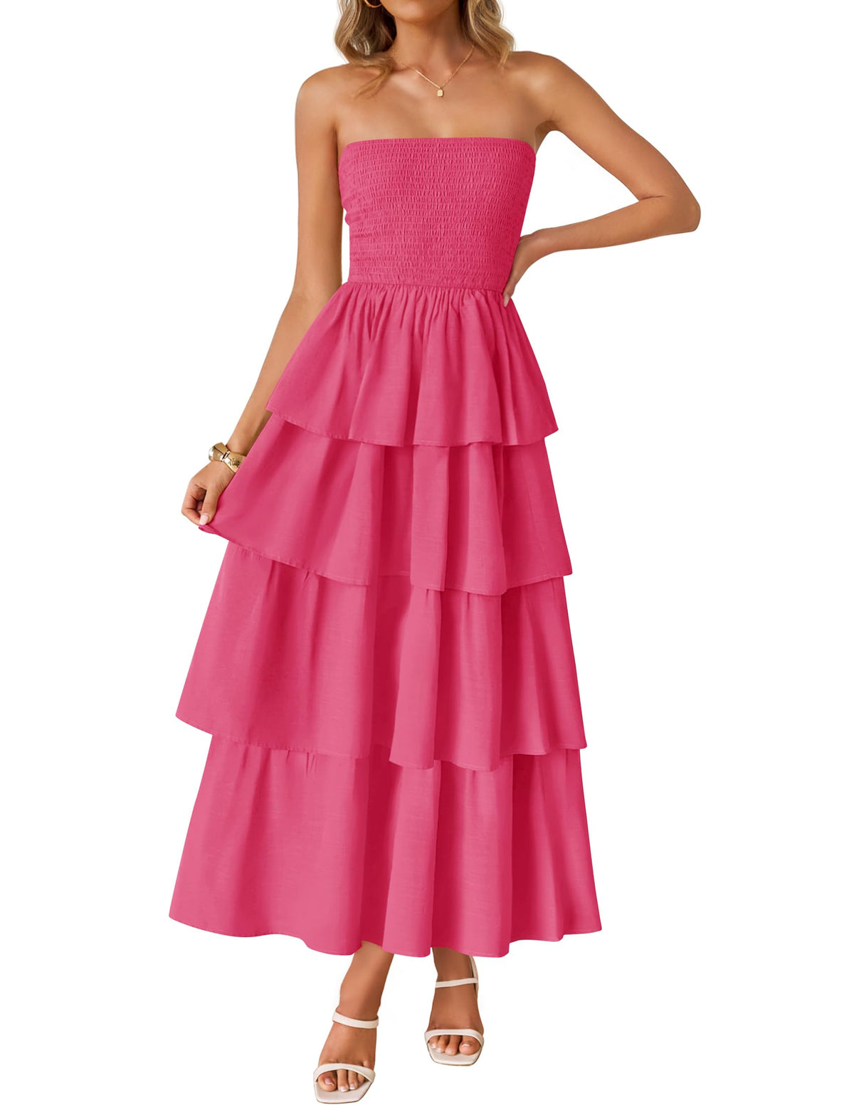 ZESICA Womens 2026 Summer Boho Strapless Maxi Dresses