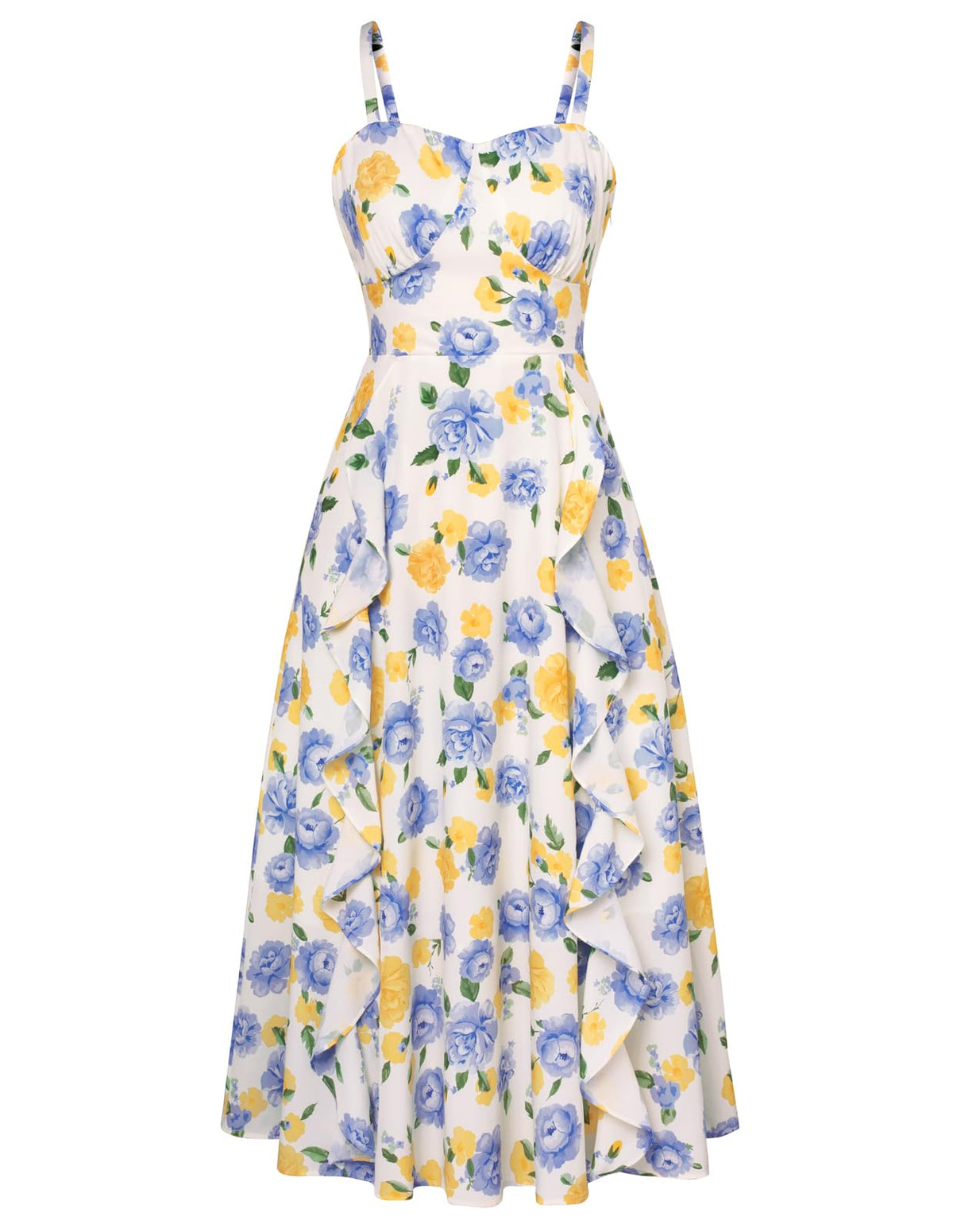 Belle Poque Women Sun Dresses Midi Ruffle Dress