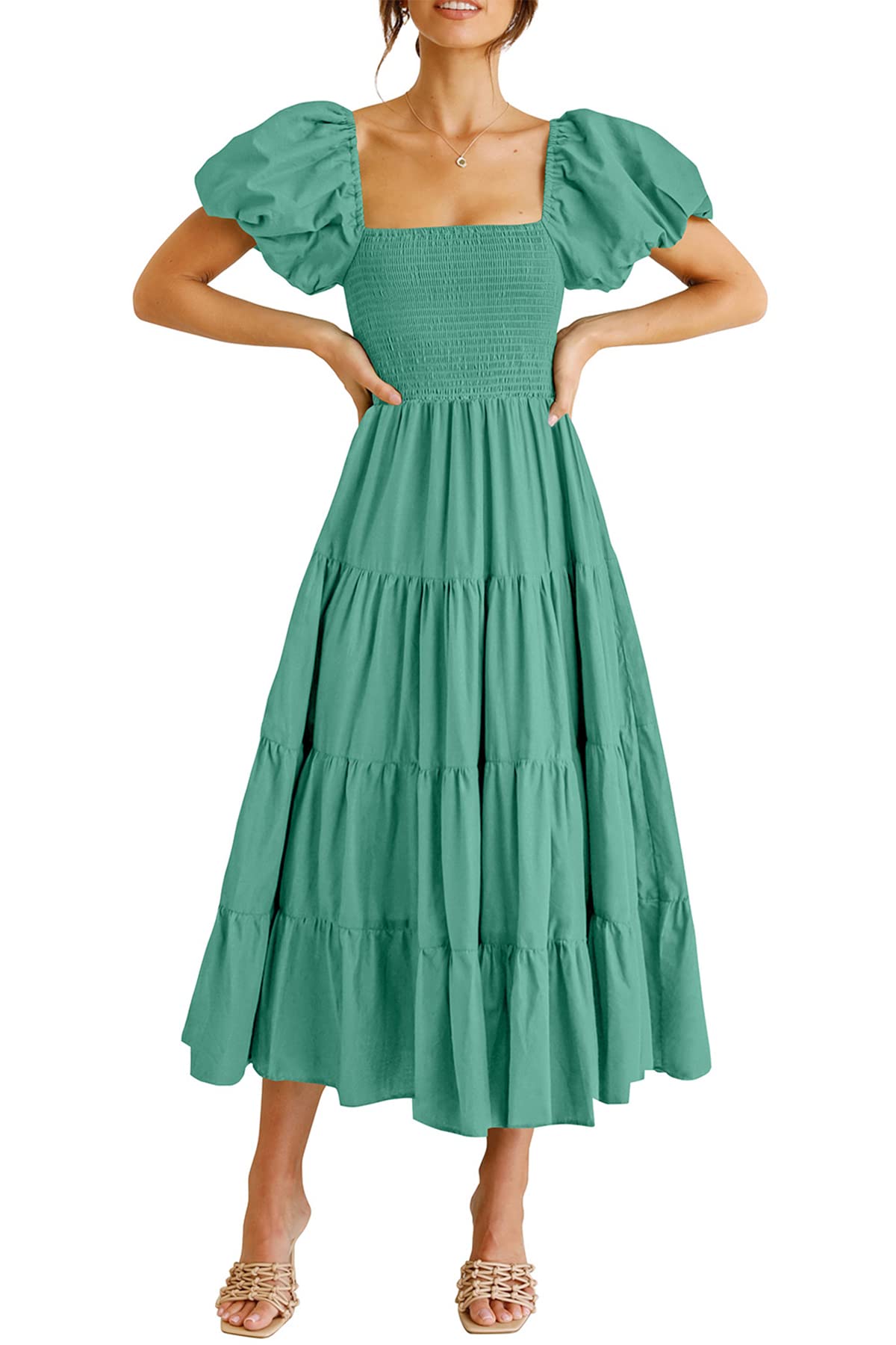 PRETTYGARDEN Women's Smocked Midi Wedding Guest Dress