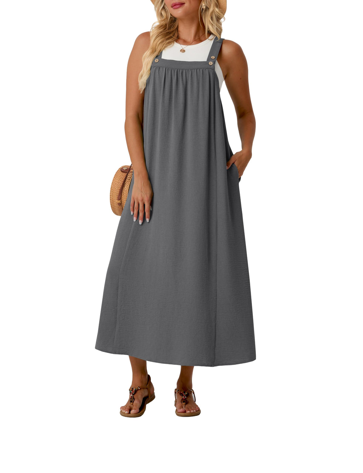 Lepunuo Overall Dress for Women Summer Adjustable Casual Cover Up
