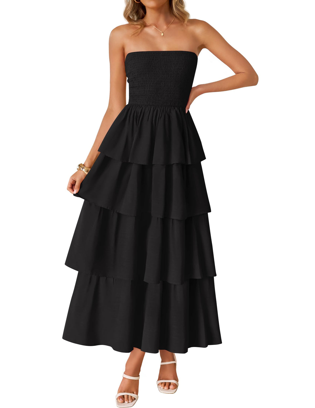 ZESICA Womens 2026 Summer Boho Strapless Maxi Dresses