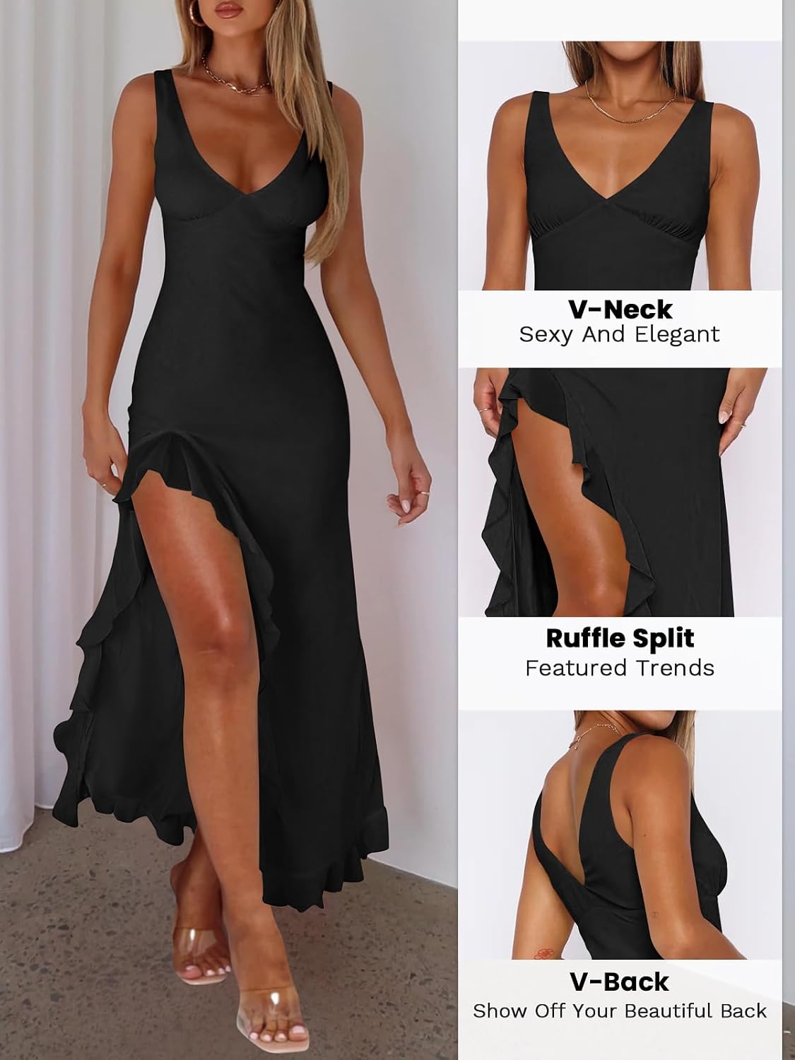 MIYIEONZ Summer Wedding Guest Dresses for Women Formal Maxi Dress