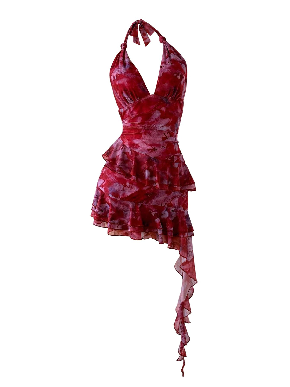 Verdusa Women's Halter Y2k Mini Dress Asymmetrical Wedding Guest Dress