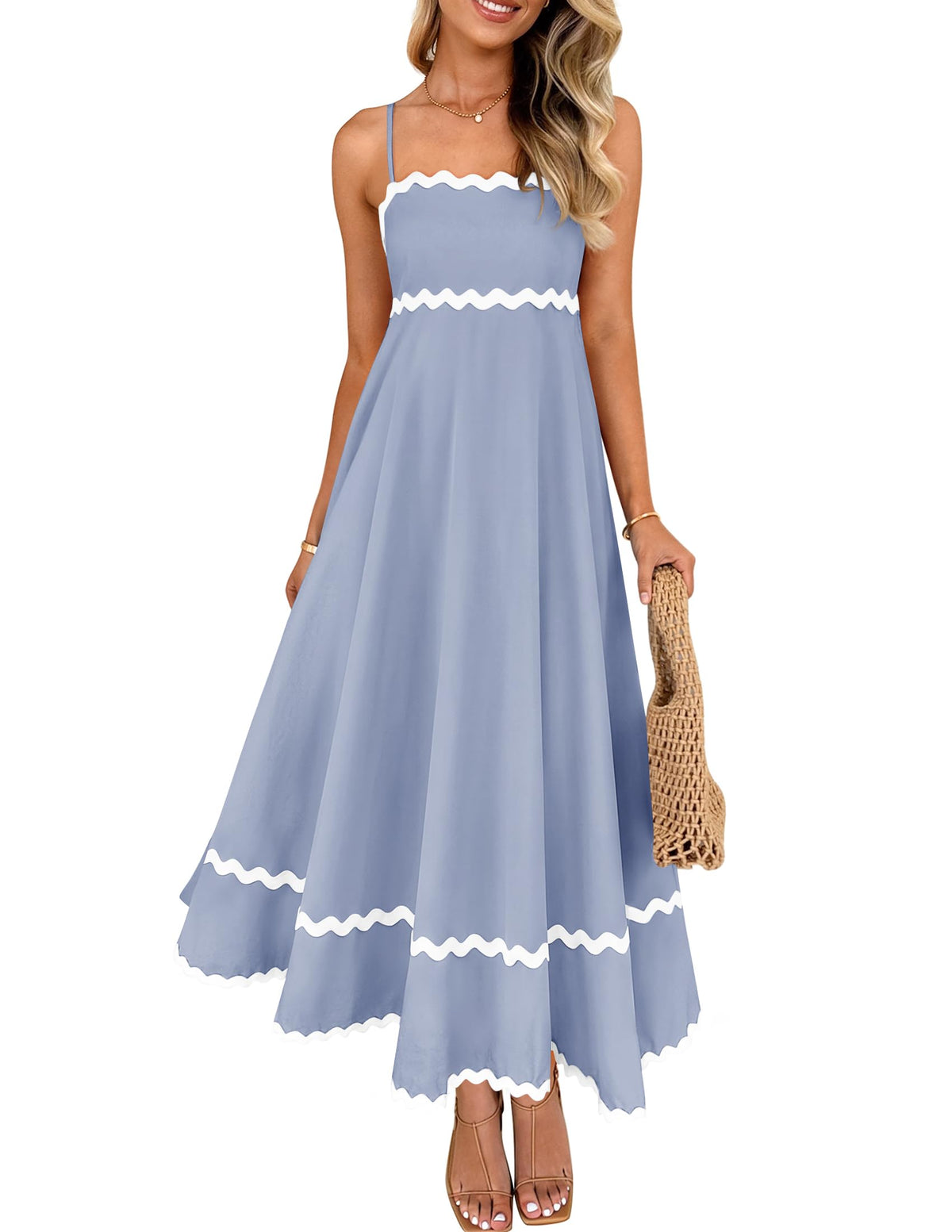 ZESICA Women's 2026 Summer Spaghetti Straps Midi Dress
