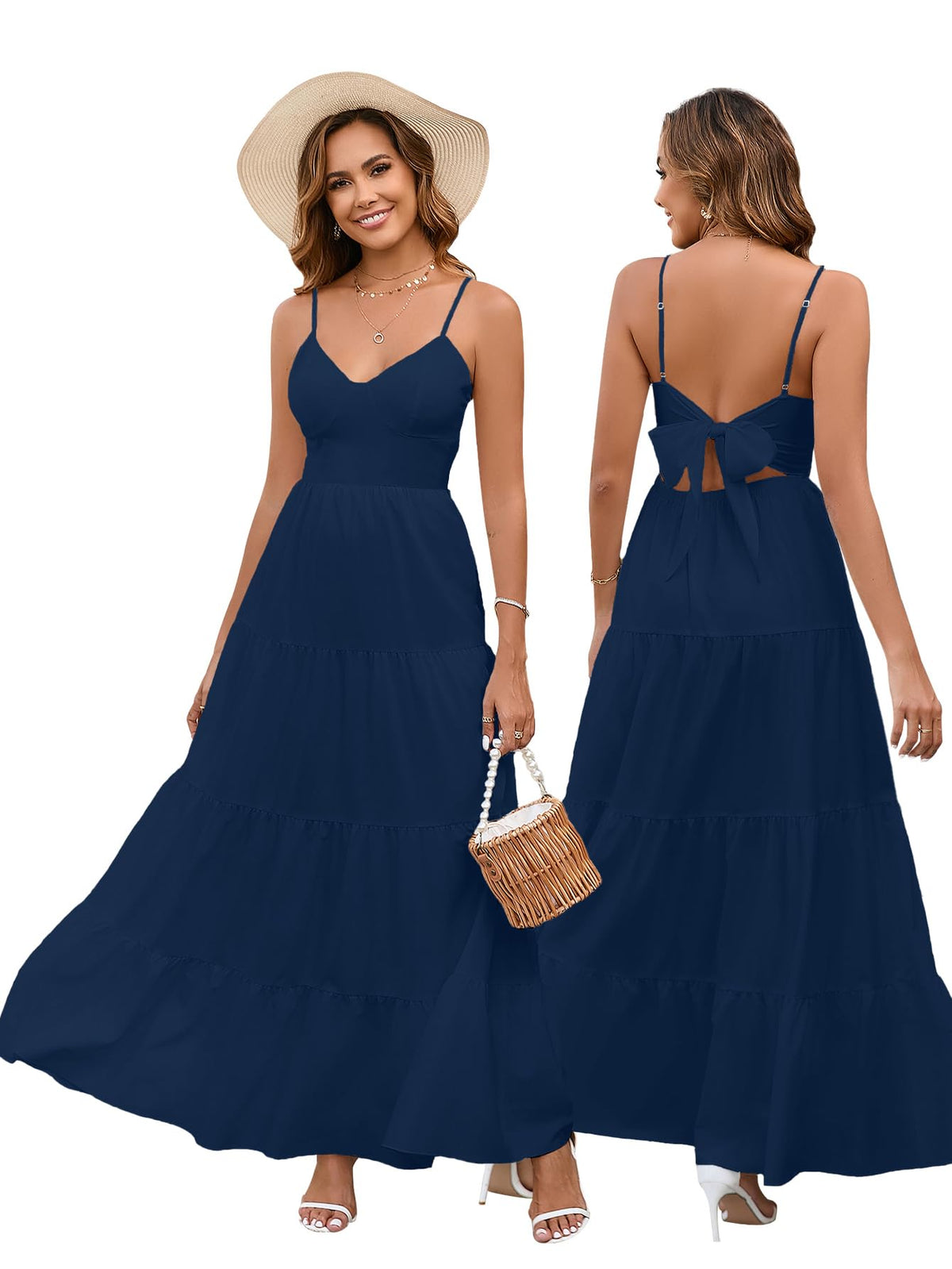HTZMO Women Summer Floral Maxi Sundress Boho Beach Long Dress