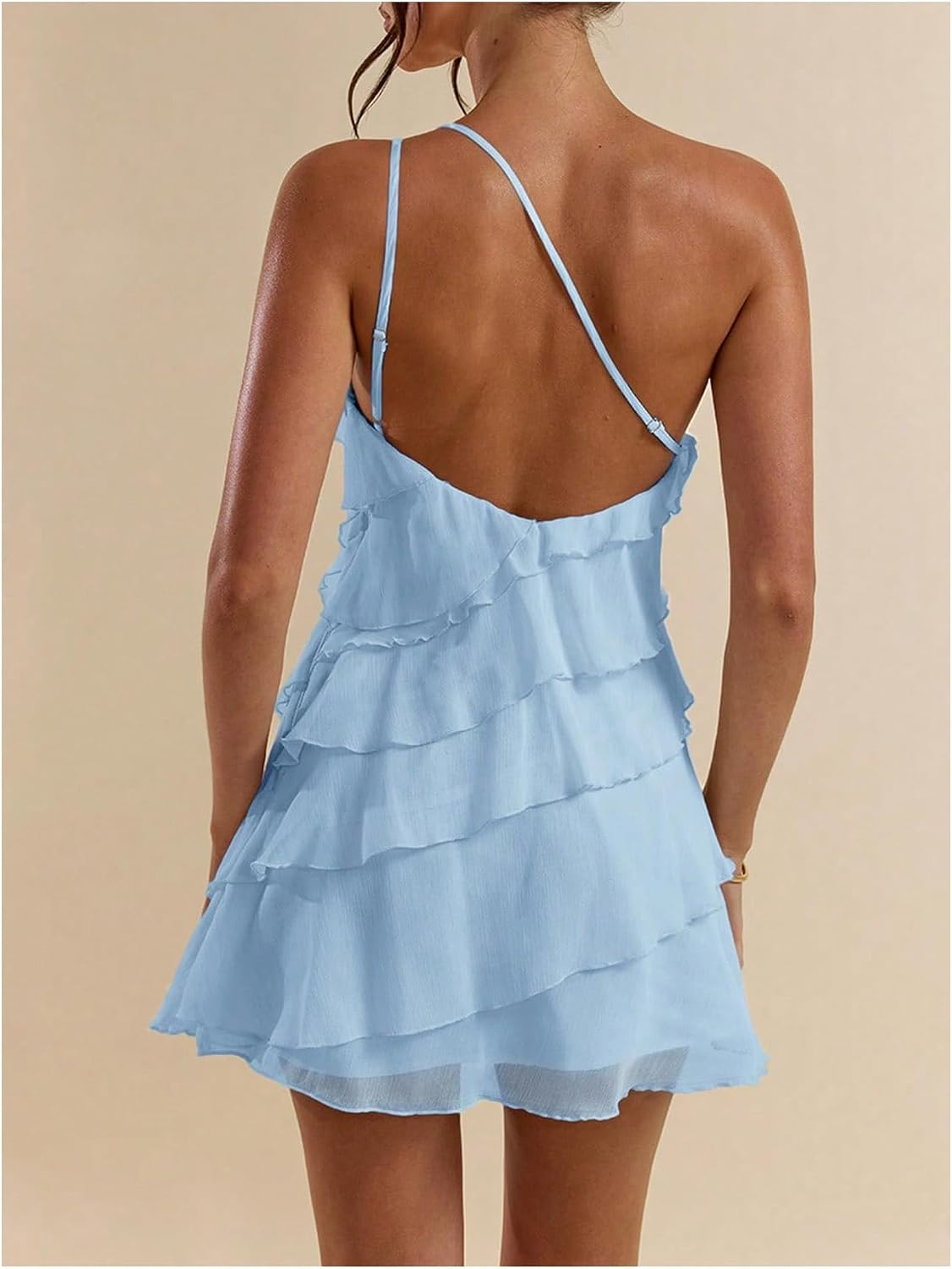 SOLY HUX Women's One Shoulder Ruffle Mini Dress