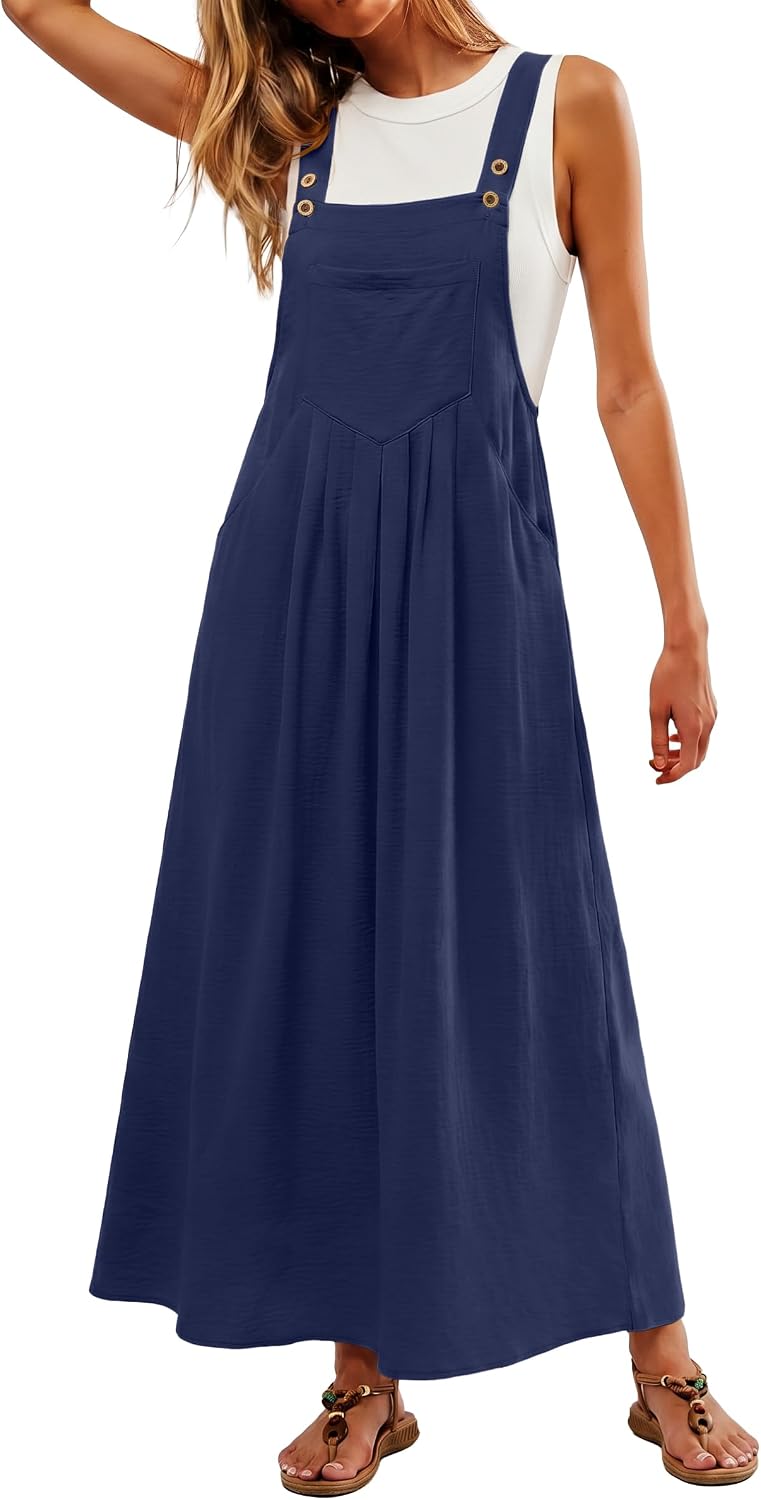 Lepunuo Summer Dresses Women Bib Overall Dresses Adjustable Beach