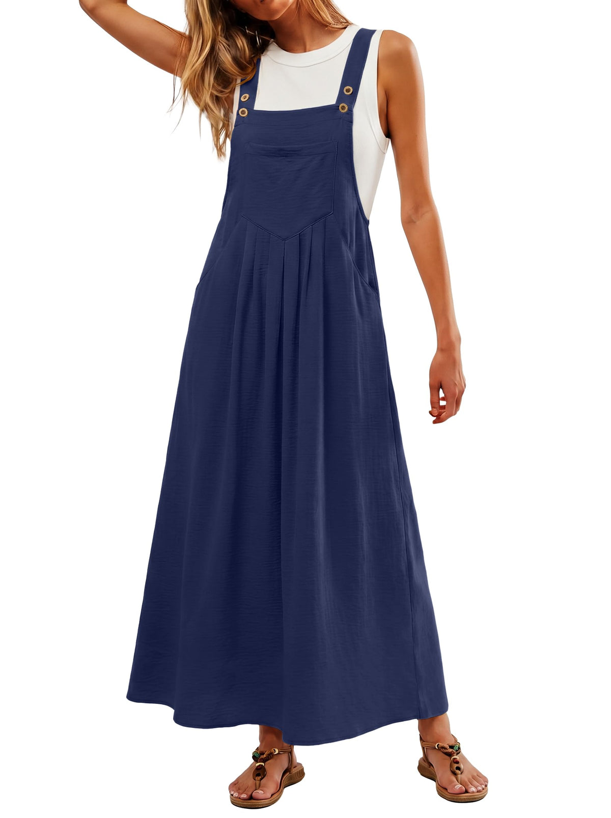 Lepunuo Summer Dresses Women Bib Overall Dresses Adjustable Beach