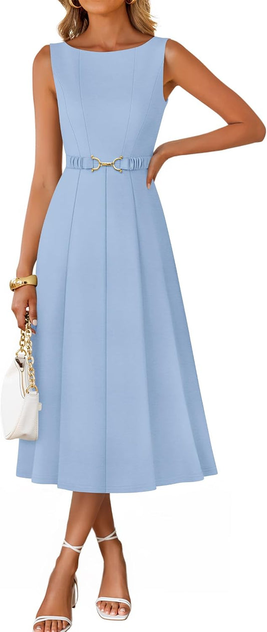 ZESICA Women's Summer Sleeveless 2026 Formal Cocktail Party Midi Dresses