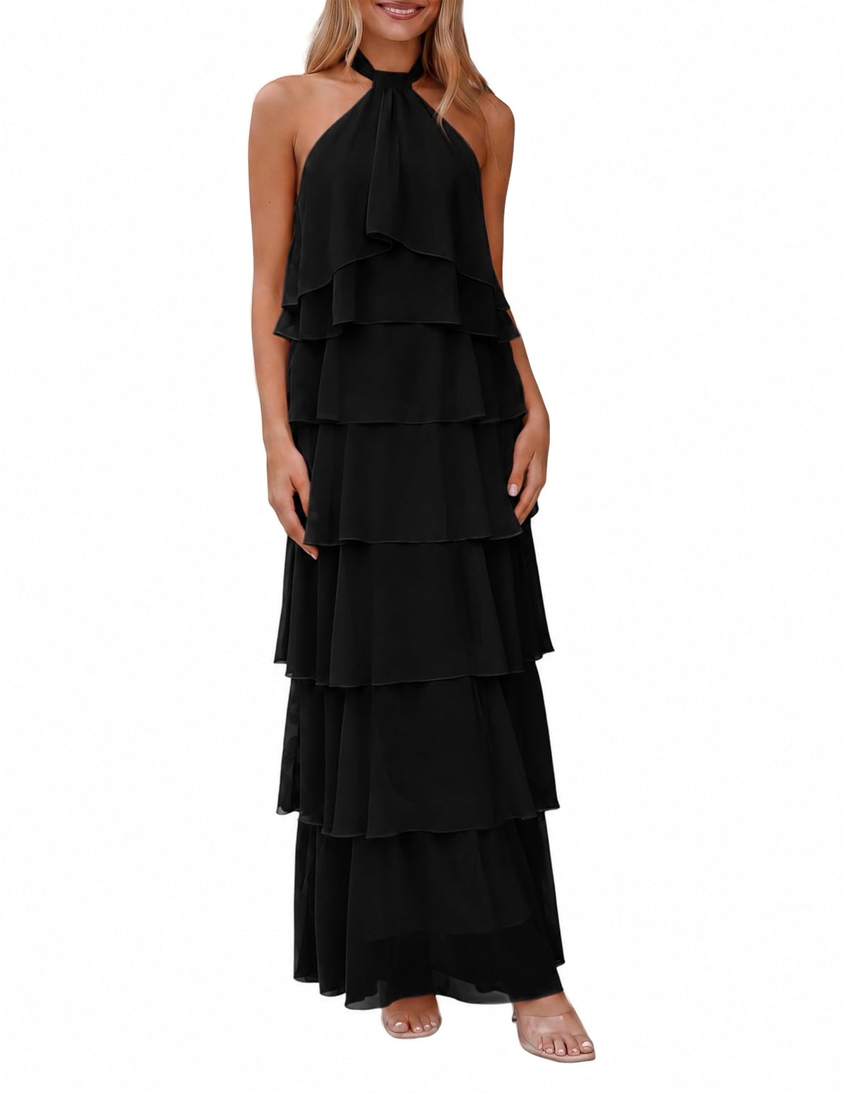 HOCILLE Women's Summer Boho Wedding Guest Long Formal Flowy Dresses