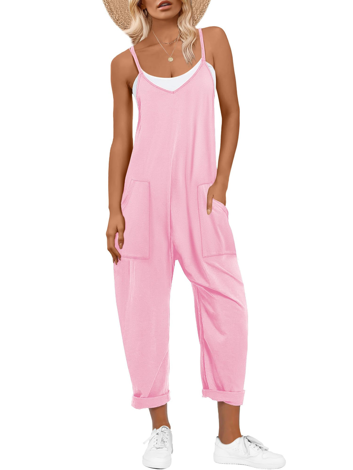 ANRABESS Jumpsuits for Women Summer Casual Sleeveless Overalls