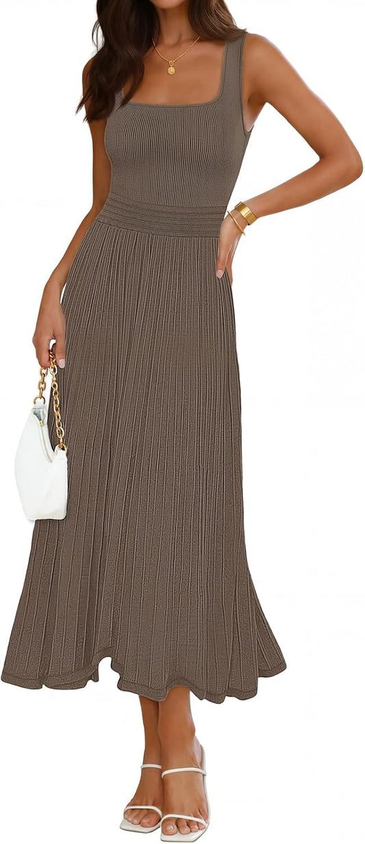 MEROKEETY Women's Summer Cocktail Party Elegant Work Midi Dress