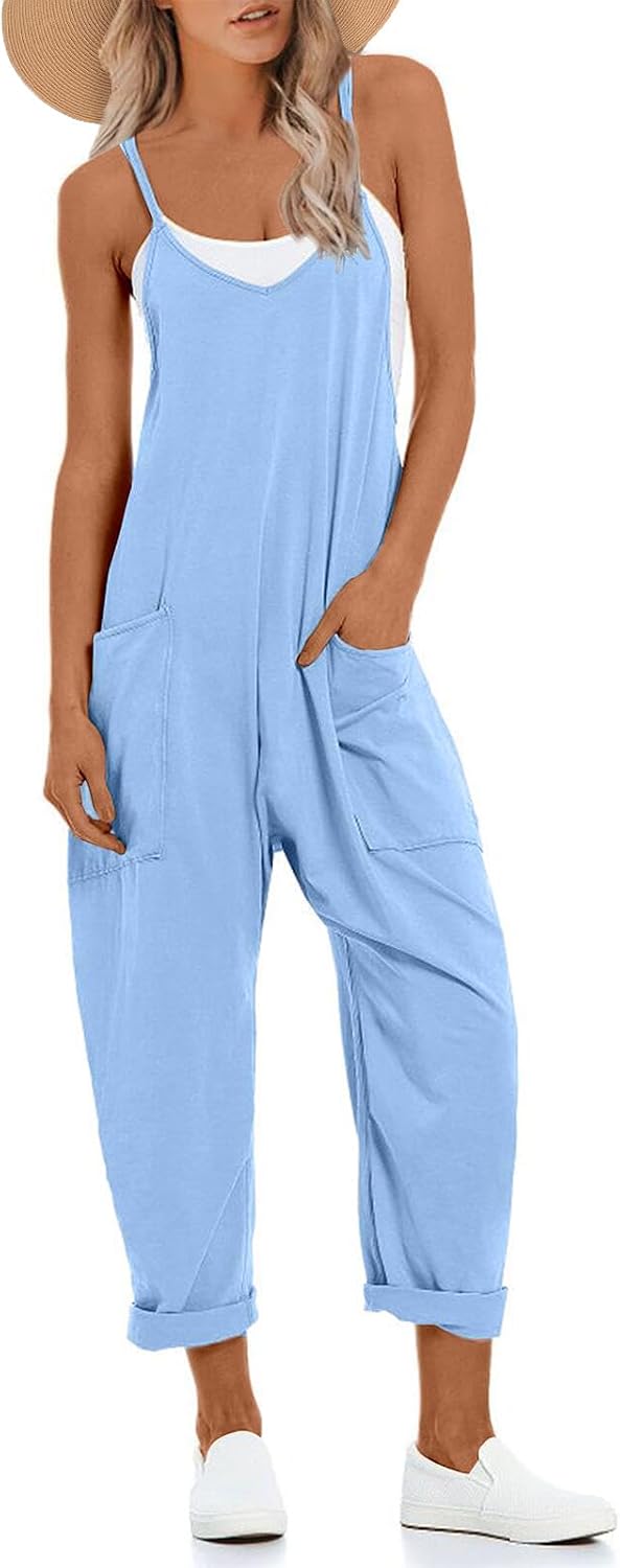 UNIANKIYA One Piece Jumpsuits for Women Casual Overalls Summer Rompers Trendy Jumpers Beach Vacation Outfits Travel Clothes