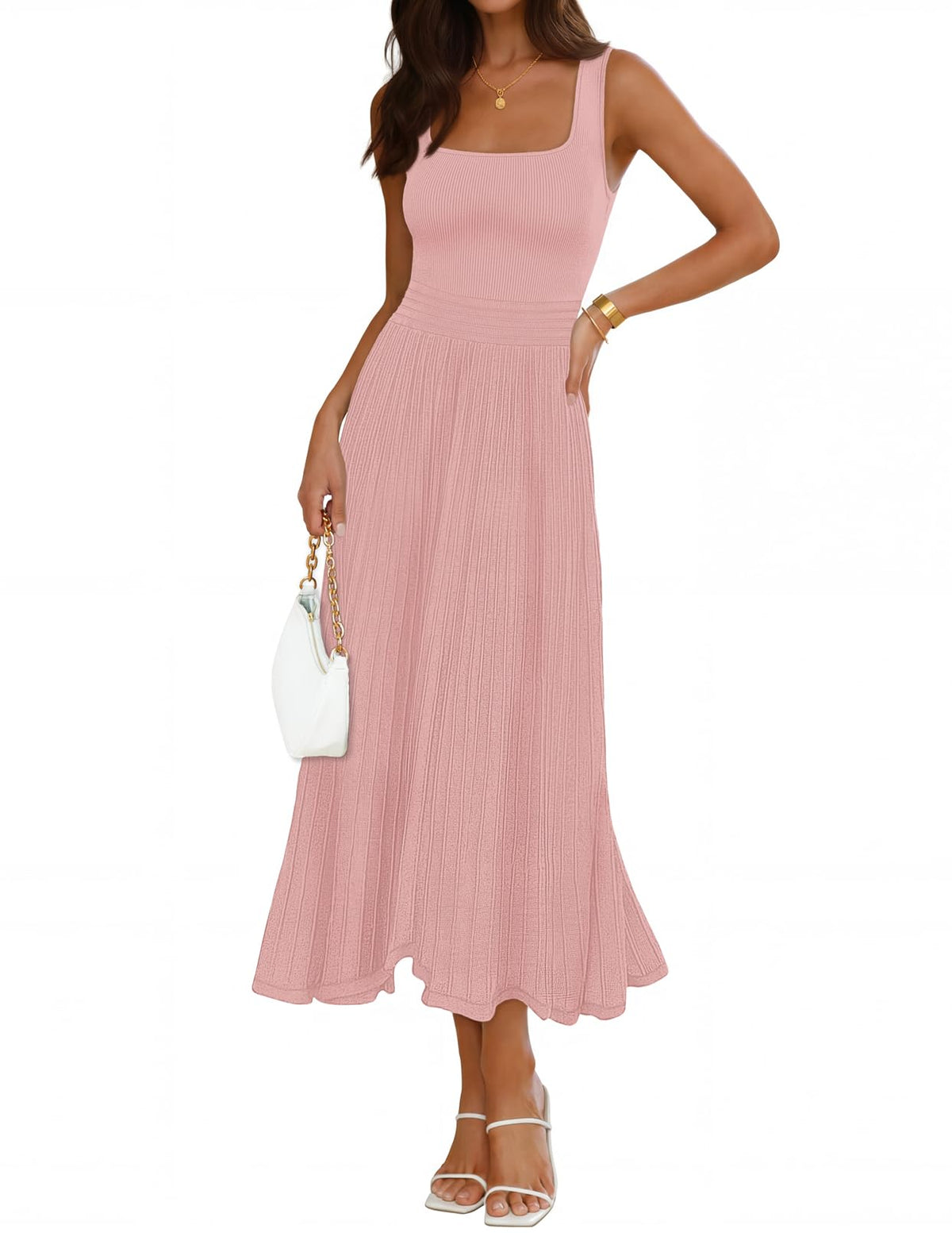 MEROKEETY Women's Summer Cocktail Party Elegant Work Midi Dress