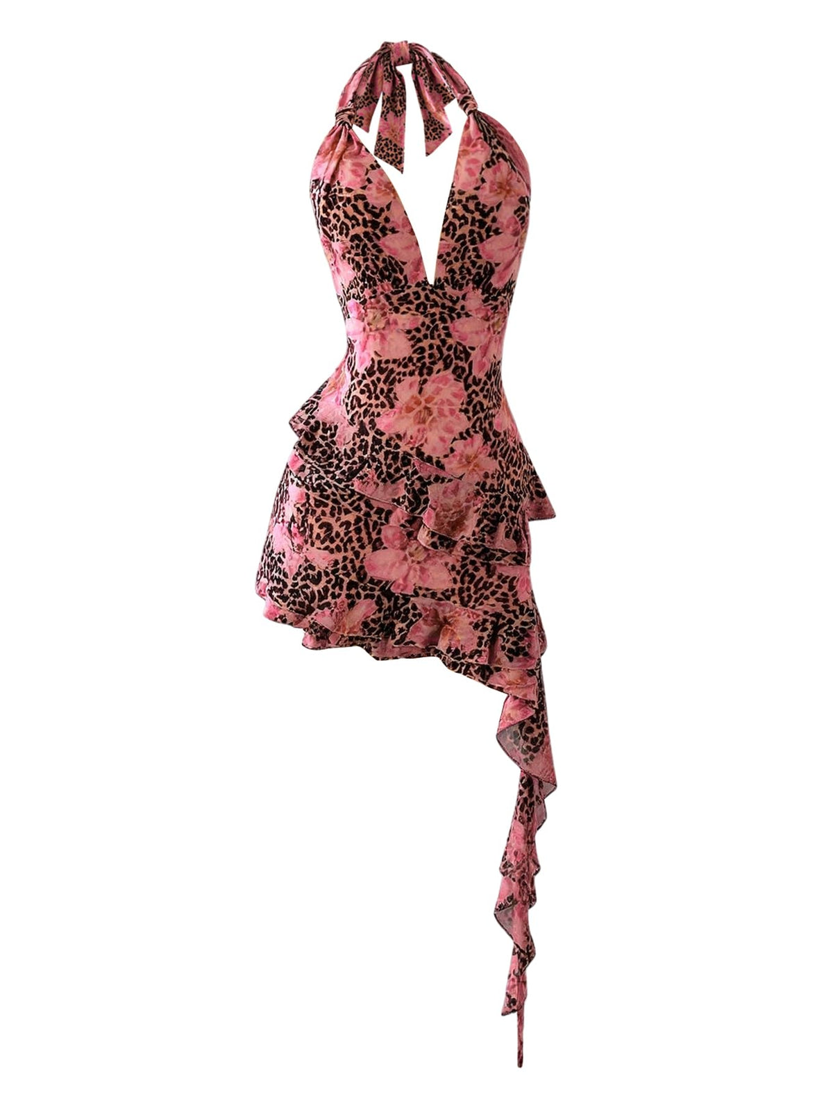 Verdusa Women's Halter Y2k Mini Dress Asymmetrical Wedding Guest Dress