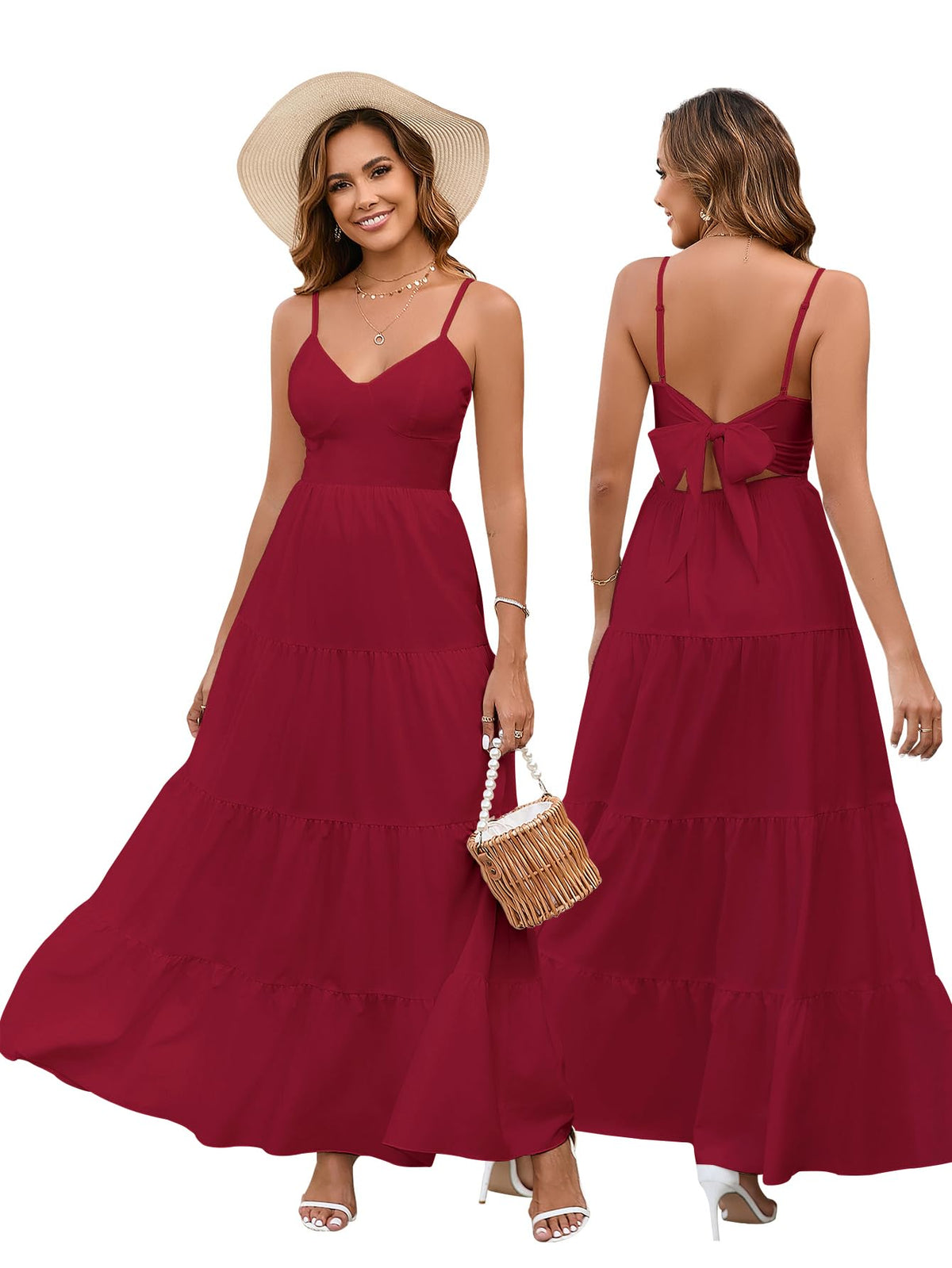 HTZMO Women Summer Floral Maxi Sundress Boho Beach Long Dress