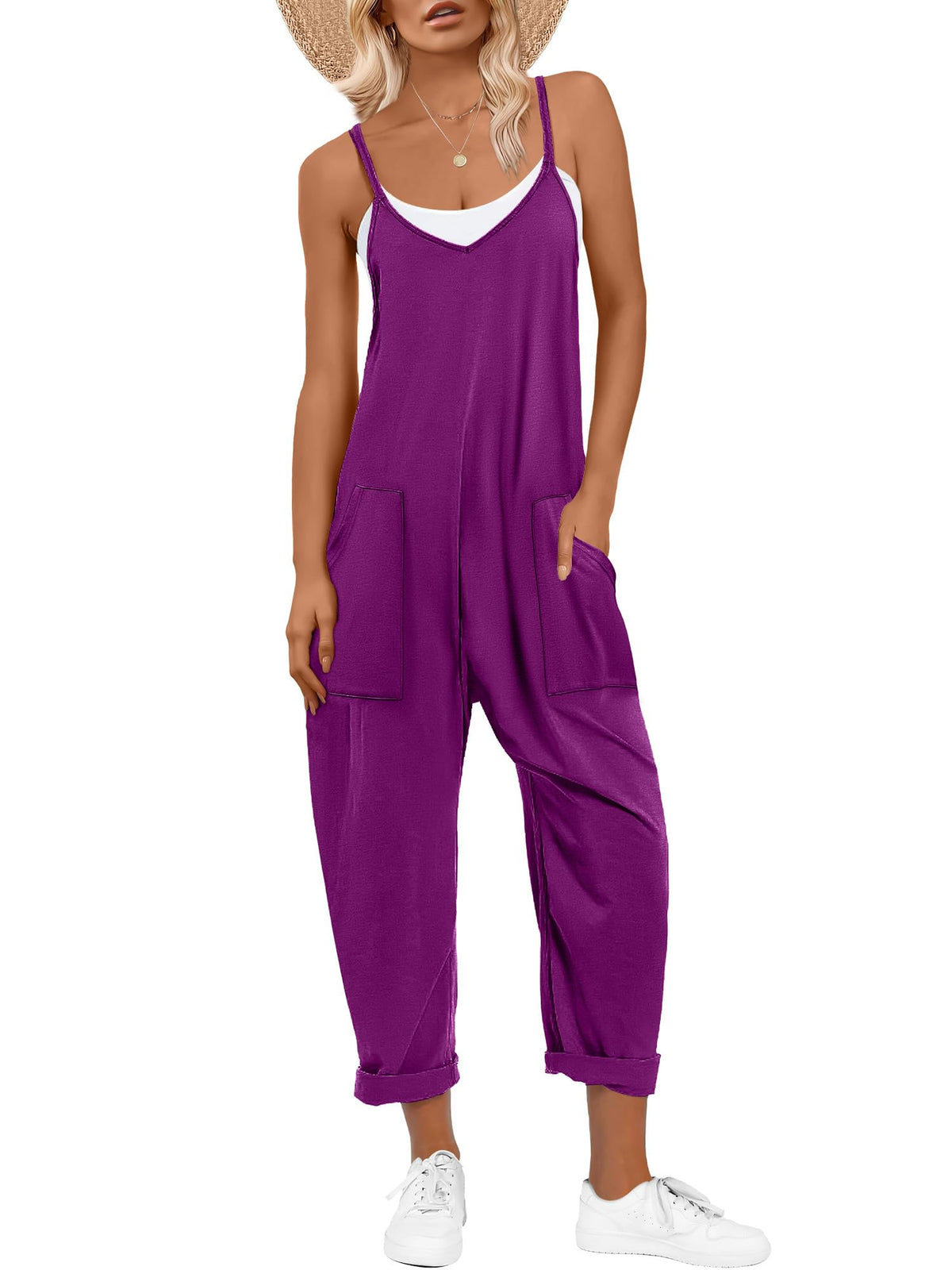 ANRABESS Jumpsuits for Women Summer Casual Sleeveless Overalls